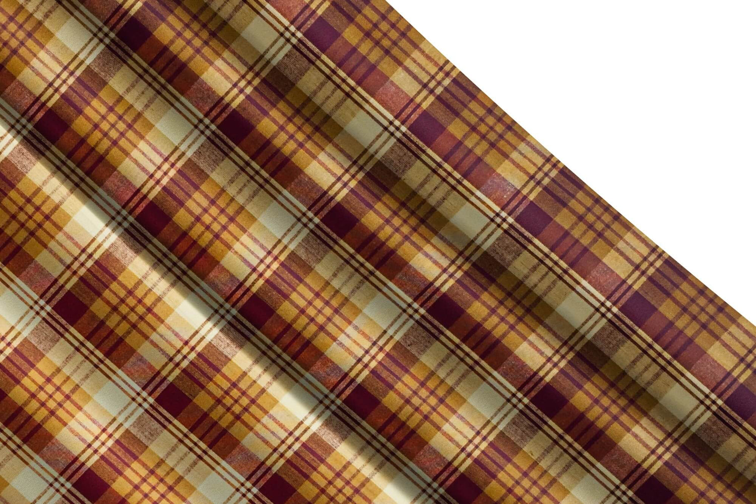 Burgundy, Mustard Gold, and Cream Plaid Homespun Curtains – Rustic Farmhouse