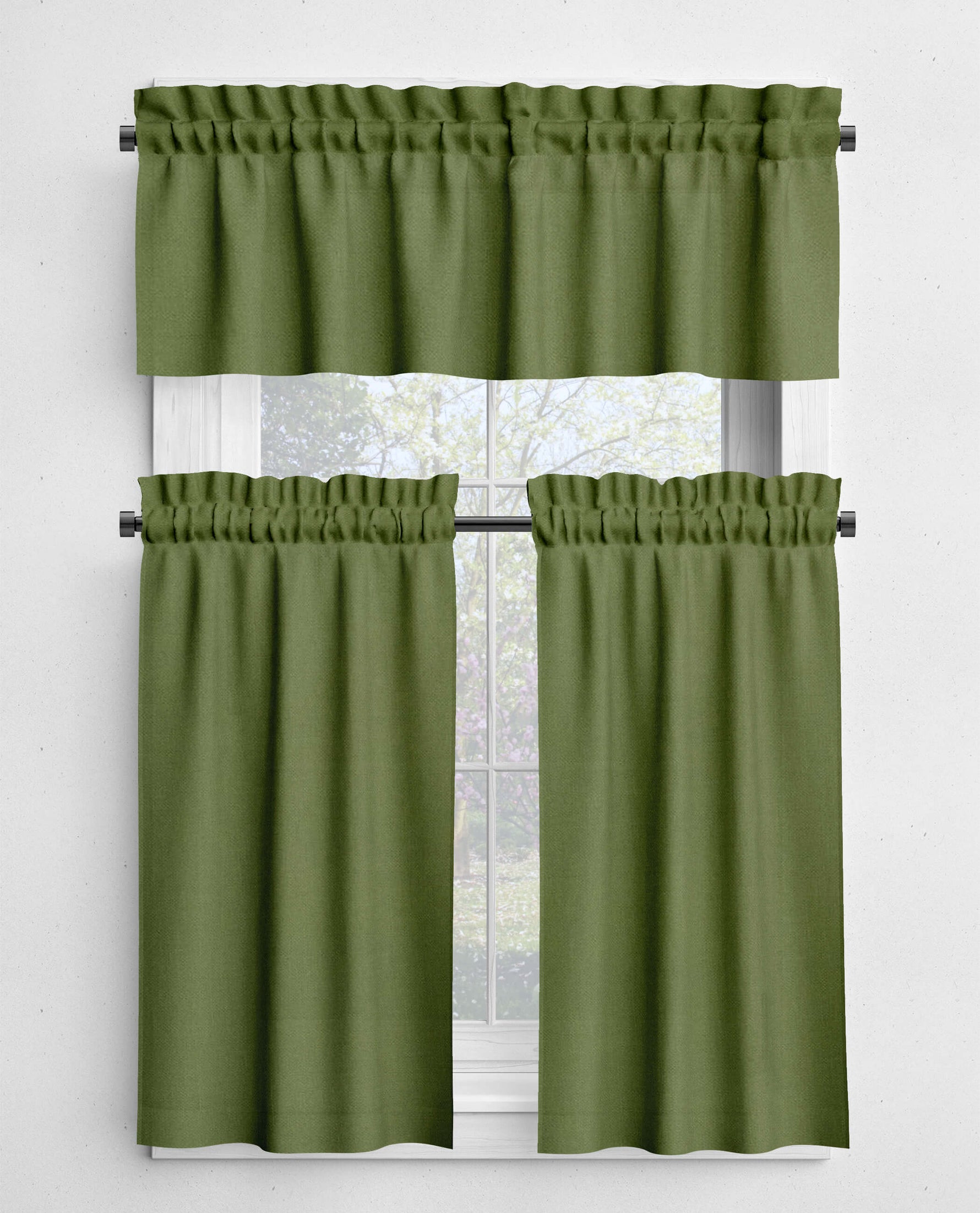 Green Cotton Cafe Curtains & Valances – Pistachio, Cactus, Pine