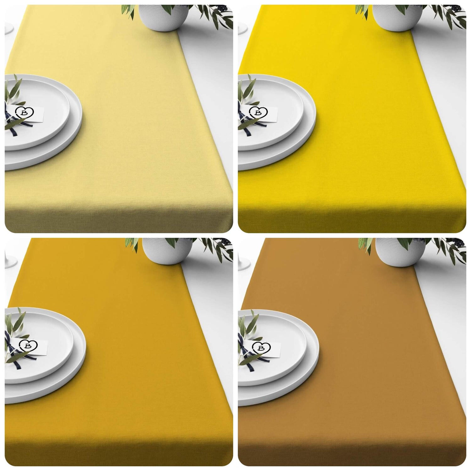 Light Yellow, Sunflower, Mustard, and Harvest Gold Table Runners and Placemats