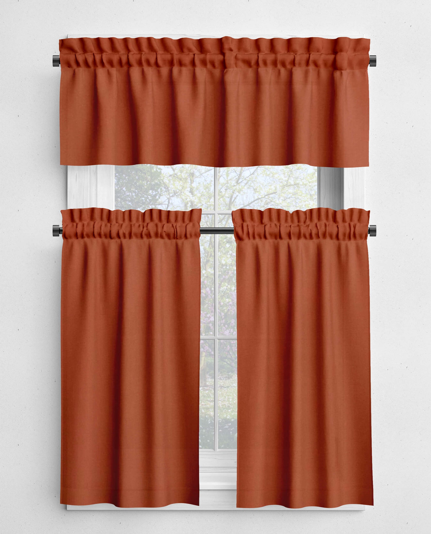 Orange Valances and Cafe Curtains - Cinnamon and Spice