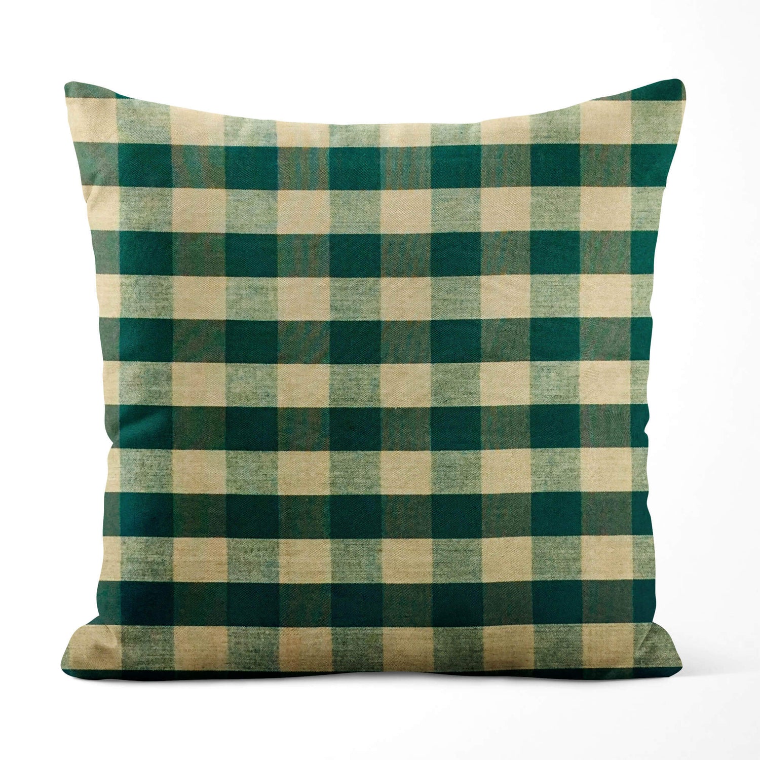 Green & Tan Plaid Pillow Covers and Euro Shams – Rustic Farmhouse Style