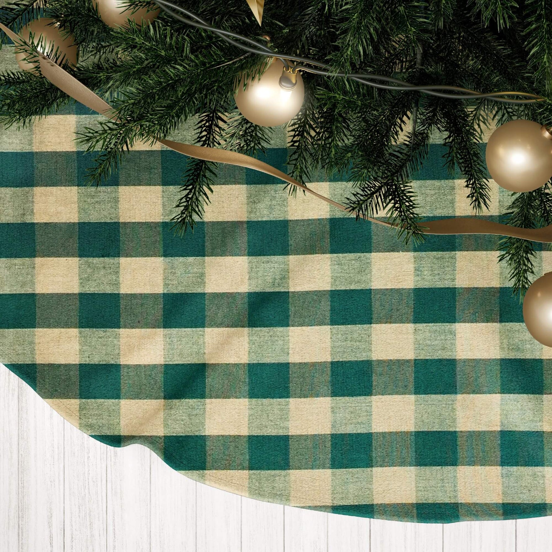 Green & Tan Buffalo Check Tree Skirts – Farmhouse Christmas
