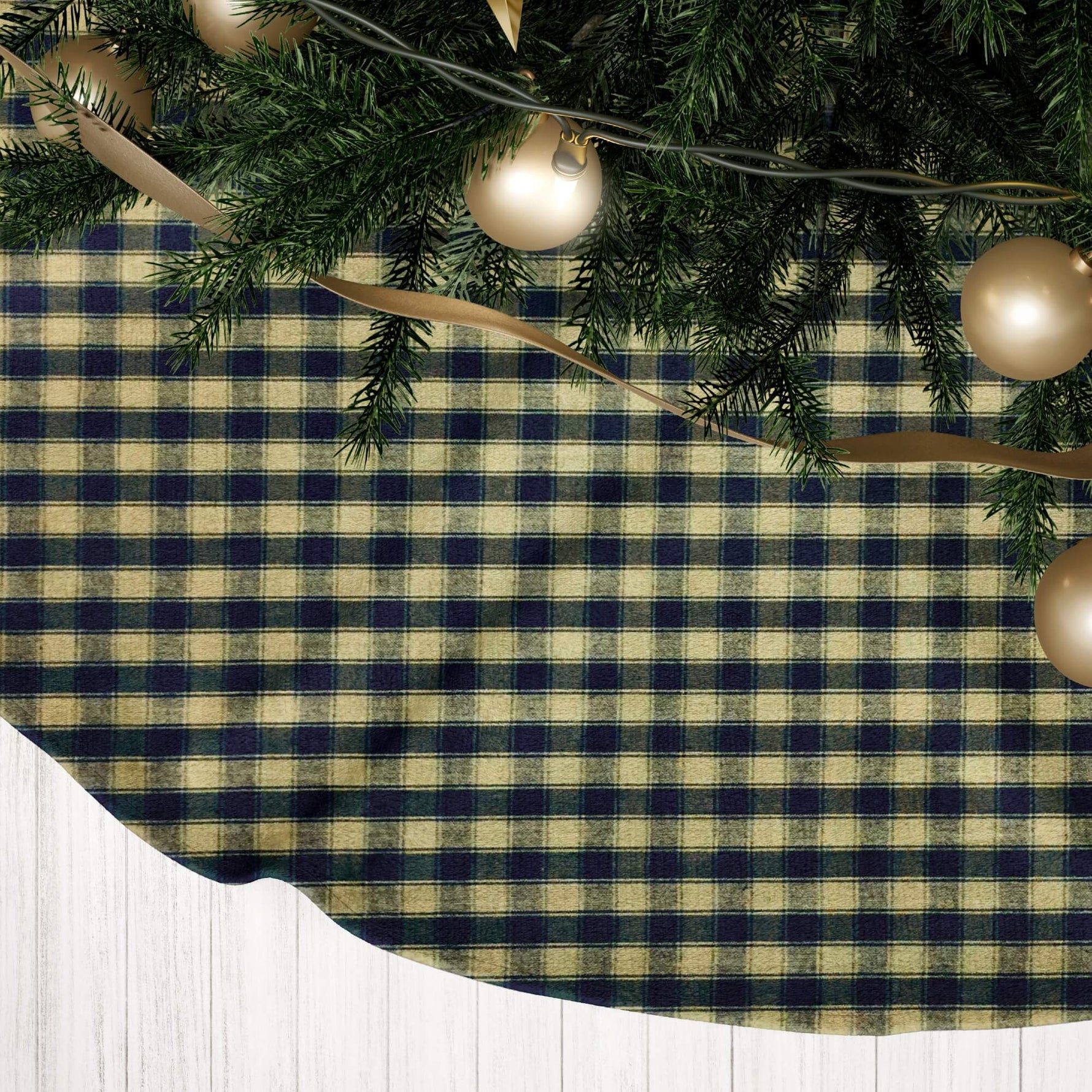 Black & Tan Plaid Christmas Tree Skirts – Primitive Farmhouse Style