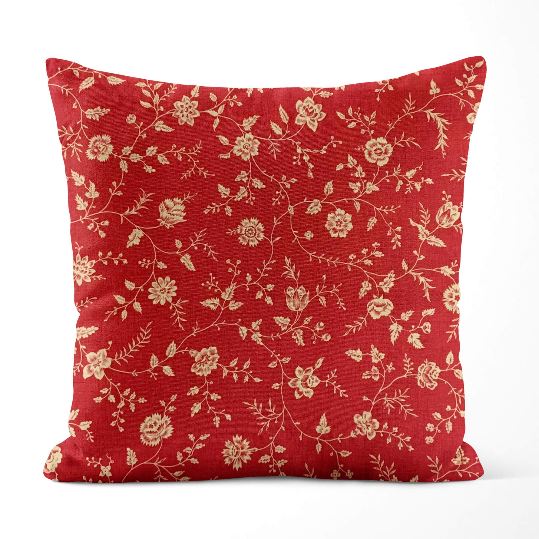 Etonnante Florals Toile Pillow Covers – Rouge Red and Faded Pearl | Lumbar, Euro Sham, Custom Sizes | French Country Cottagecore Decor