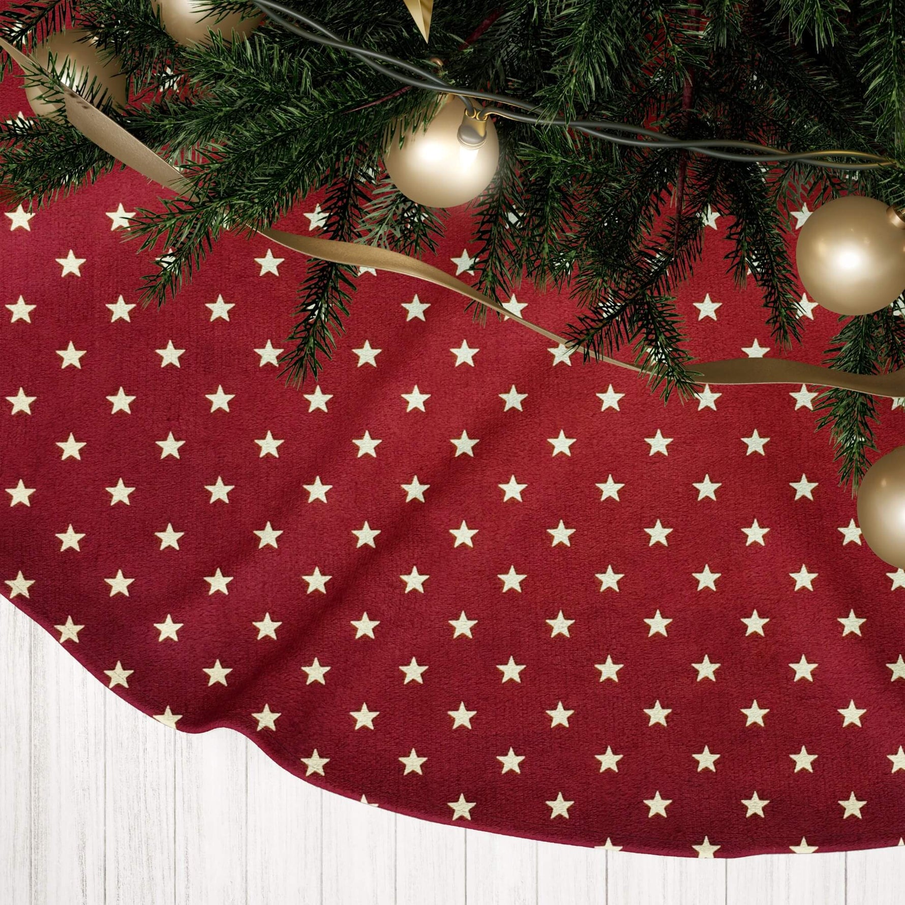 Burgundy Star Tree Skirts – Farmhouse Christmas Style