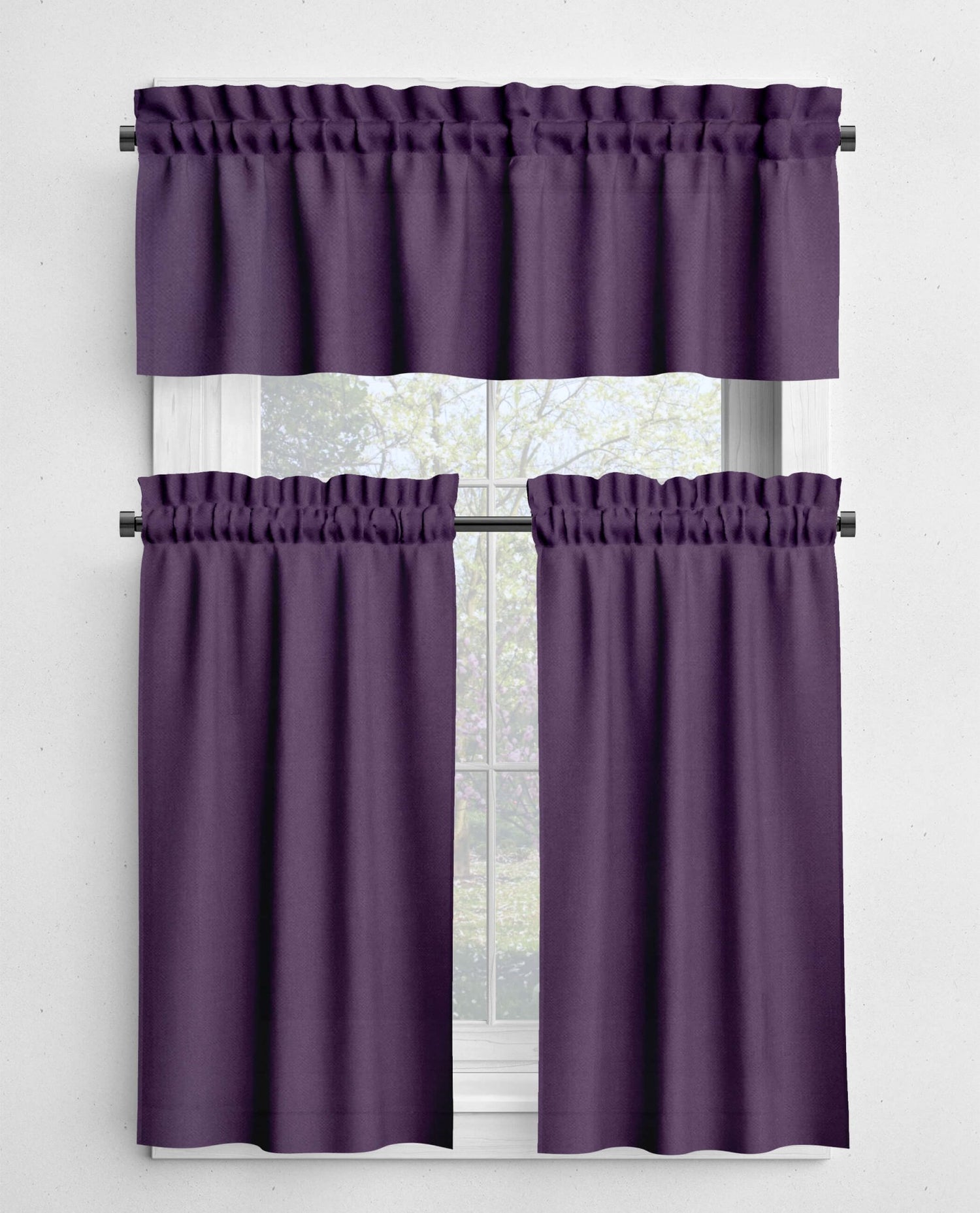 Dark Purple Cotton Valance: USA - Made Cafe Curtains