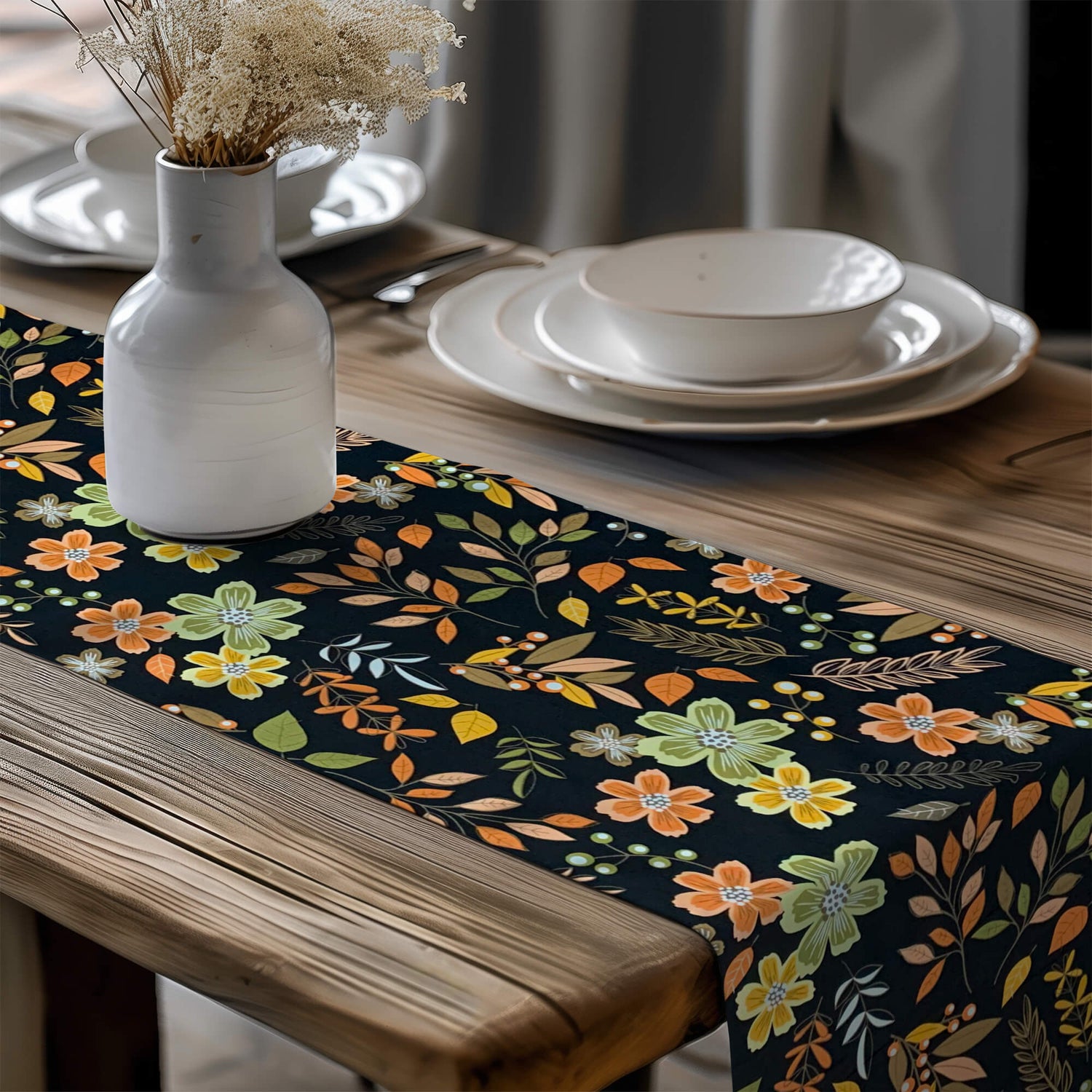 Fall Floral Table Runner – Autumn Harvest Decor