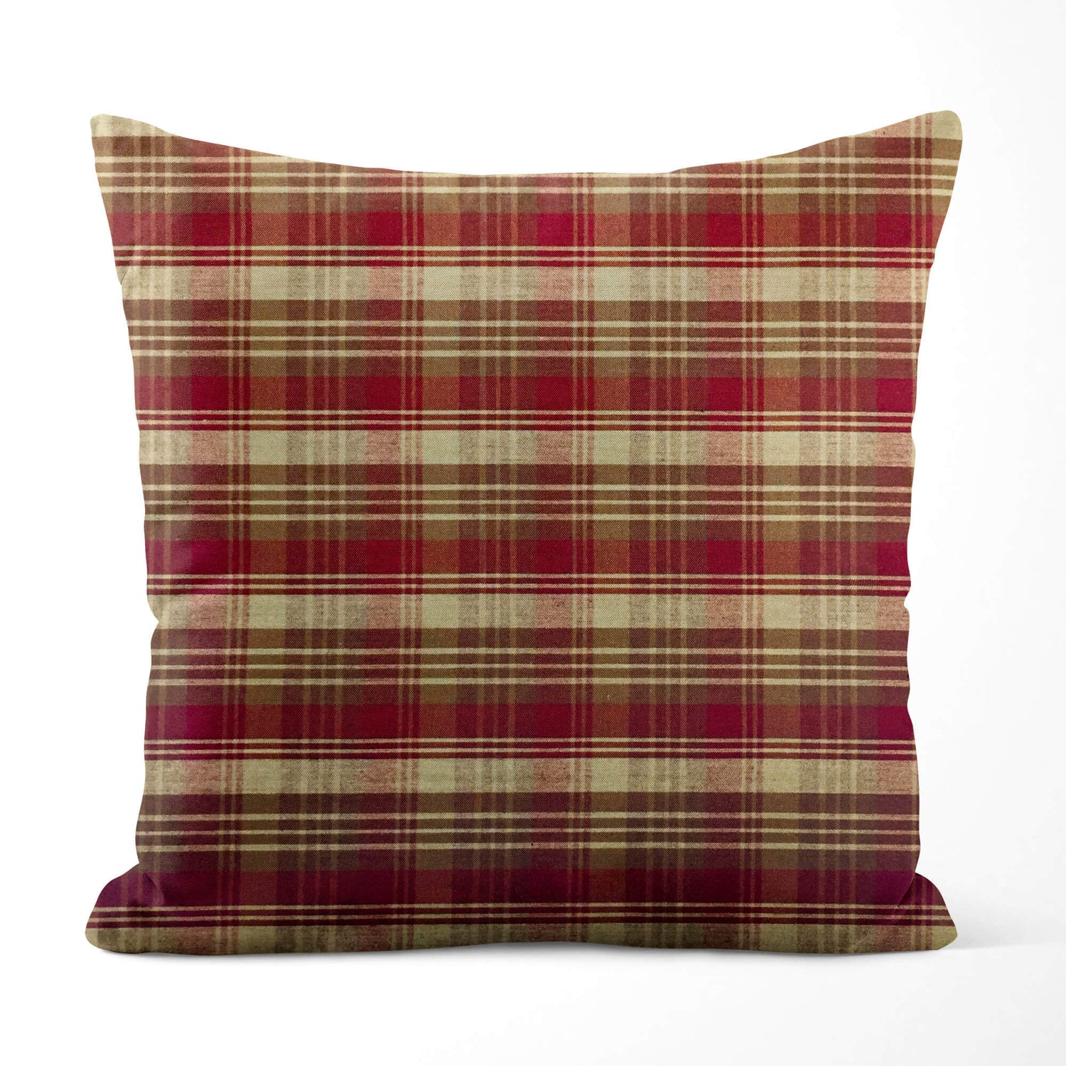 Farmhouse Plaid Pillow Covers and Euro Shams – Brown, Red & Tan