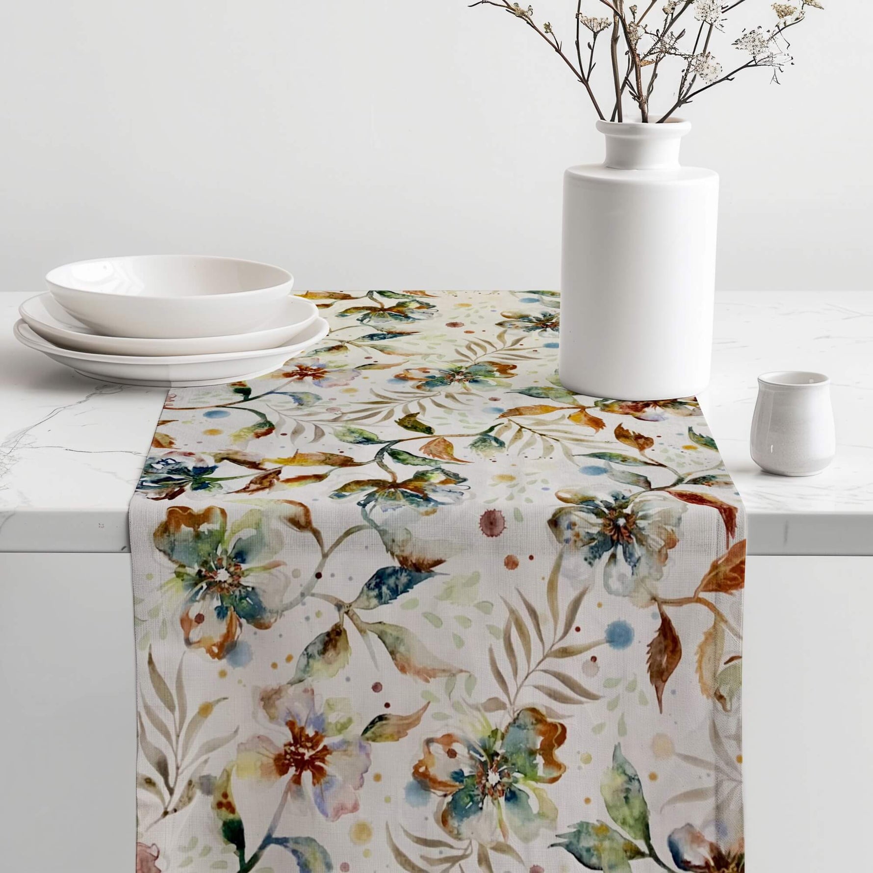 Floral Table Runners – Cream or Brown Botanical Design