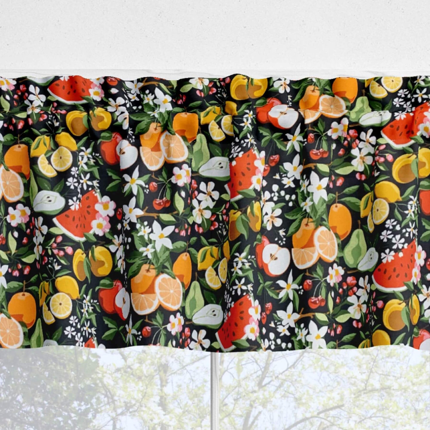 Fruit Medley Rod Pocket Kitchen Valances and Cafe Curtains
