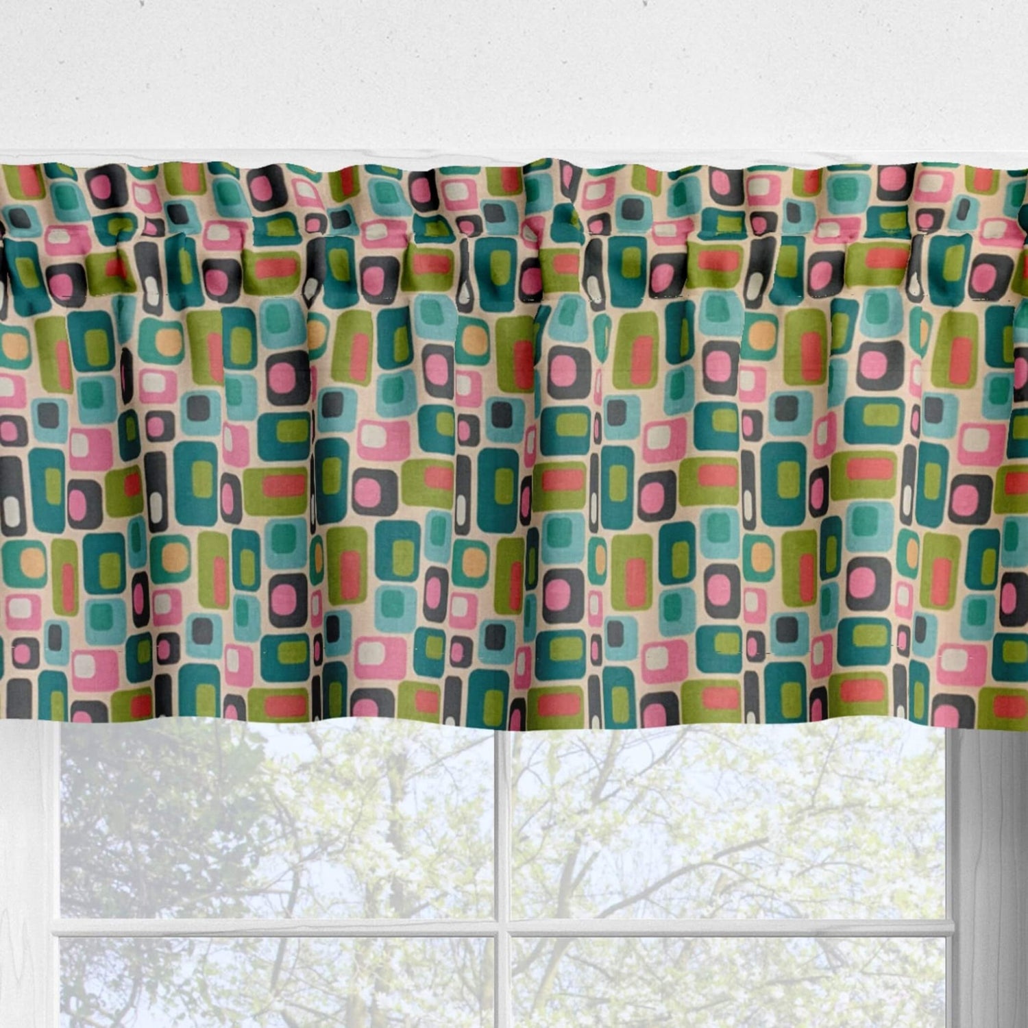 Geometric II Retro Valances Cafe and Curtains Mid - Century Style
