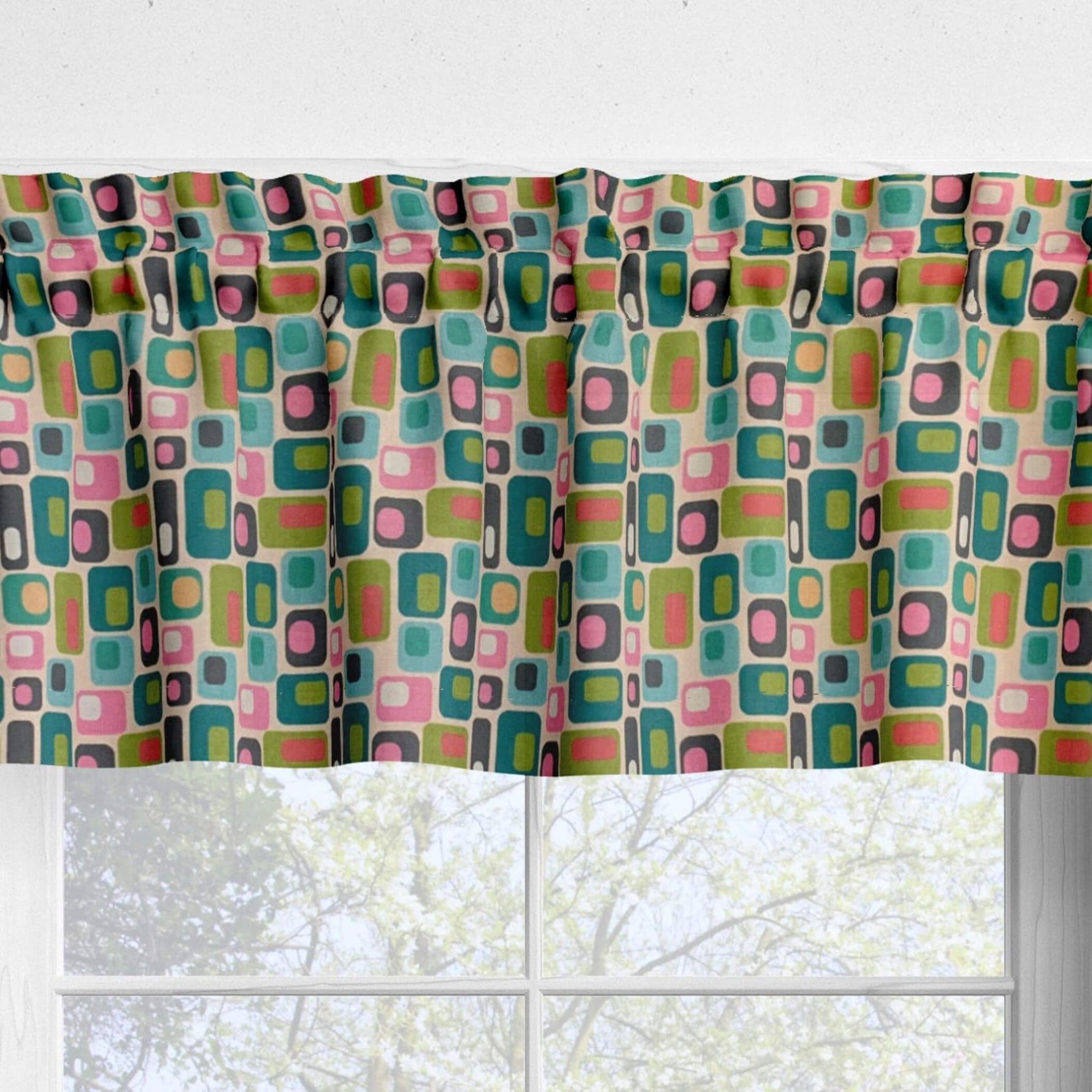 Geometric II Retro Valances Cafe and Curtains Mid - Century Style