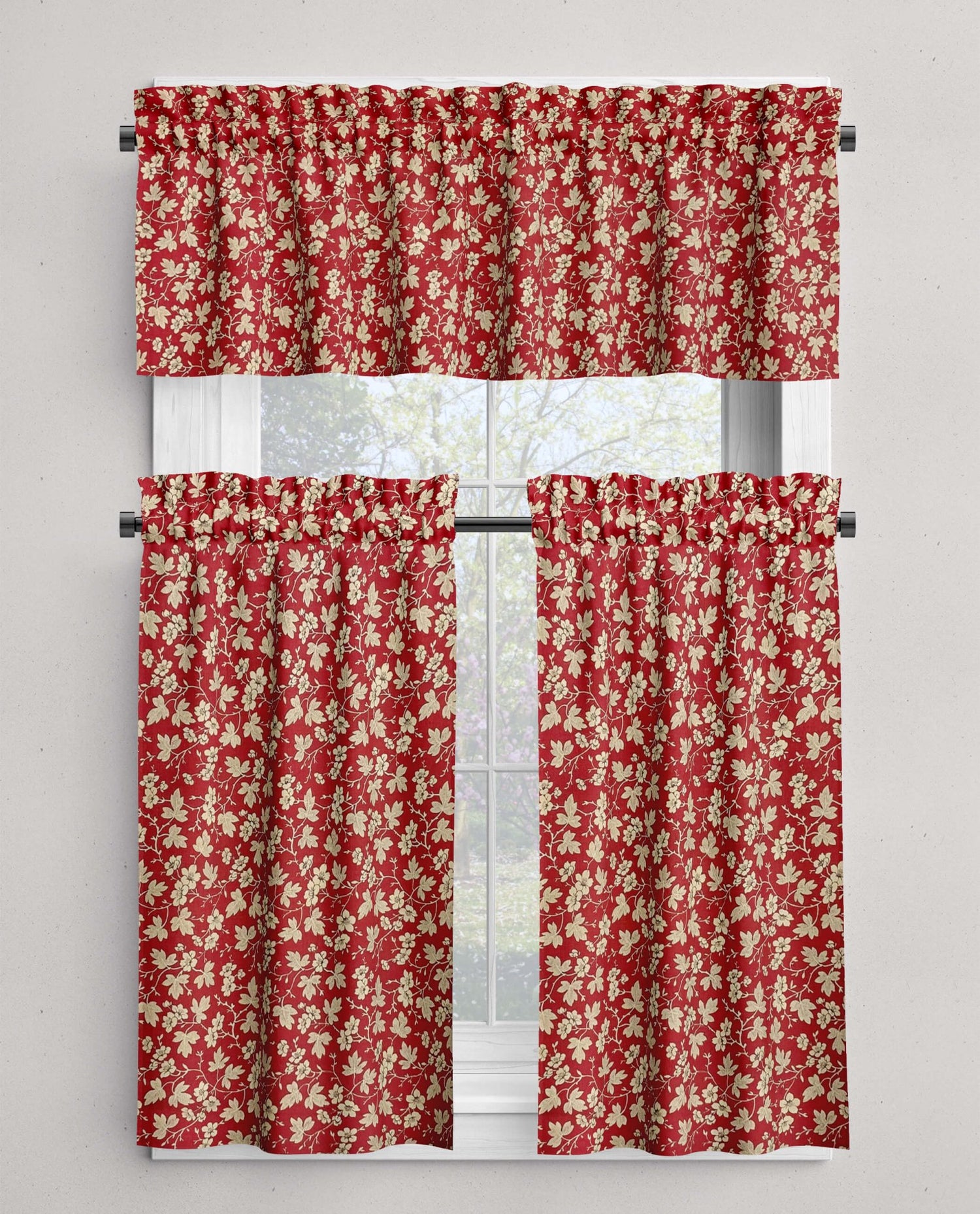 Gold Mignon Floral Café Curtains & Valances – French Country