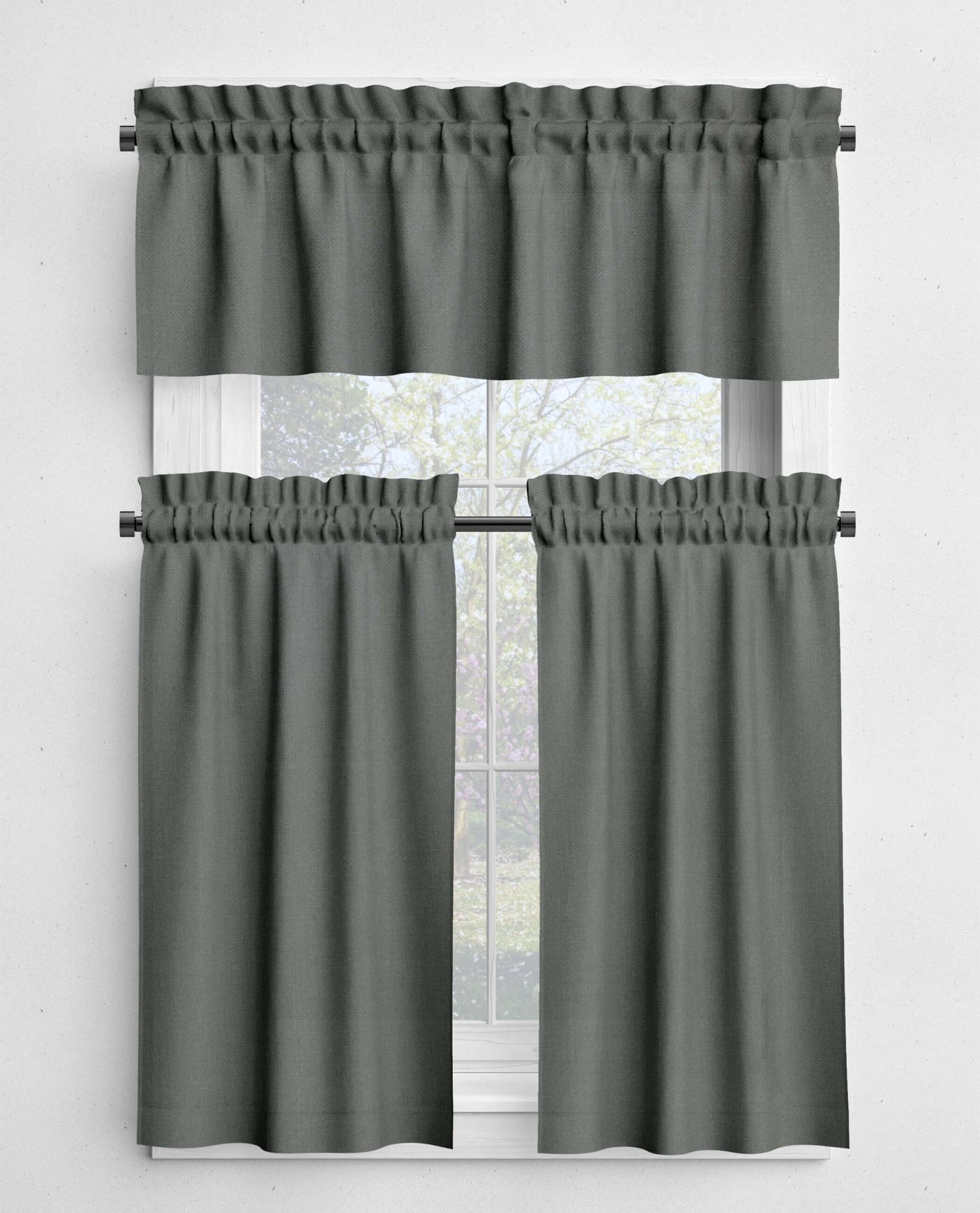Gray and Black Valances and Cafe Curtains - Stone, Slate, Charcoal