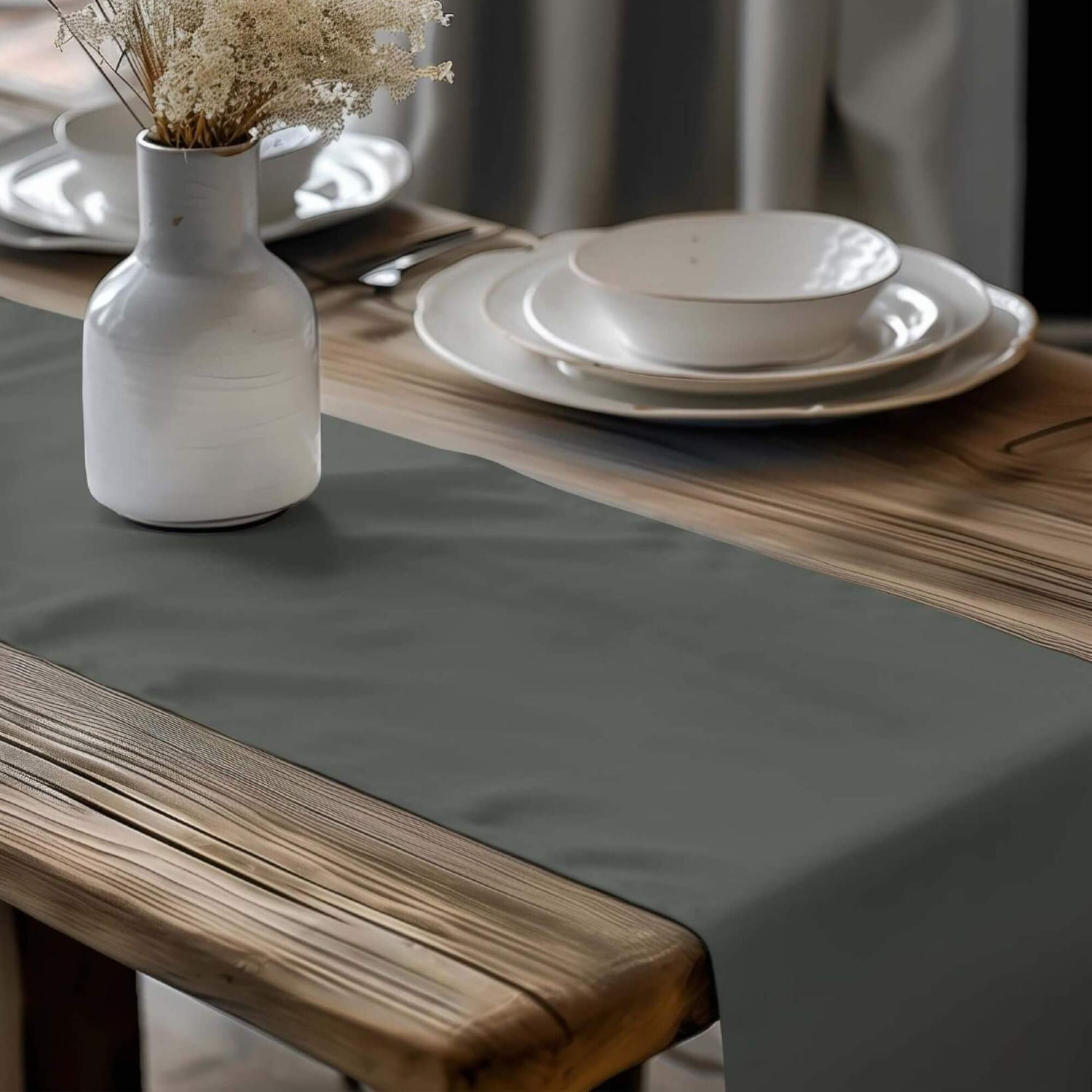Gray & Black Fall Table Runners and Placemats – Modern Neutral Elegance