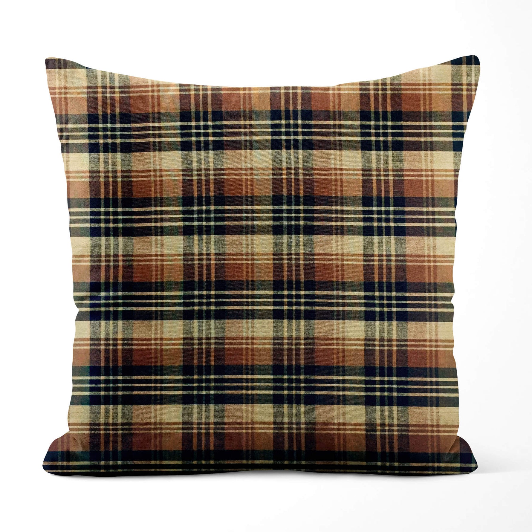 Lodge Plaid Pillow Covers and Euro Shams – Brown, Black & Tan Design