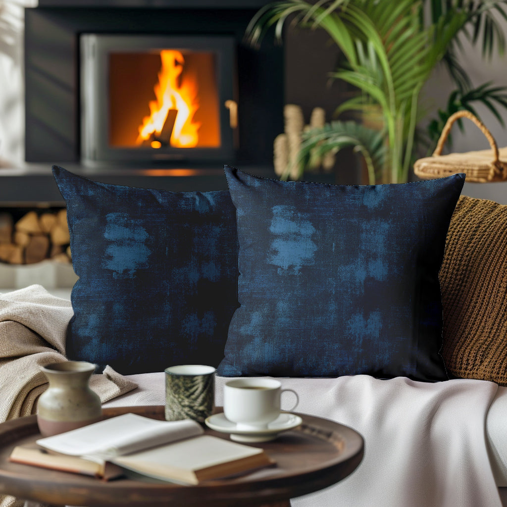 Light and Dark Blue Abstract Grunge Pillow Covers and Euro Shams