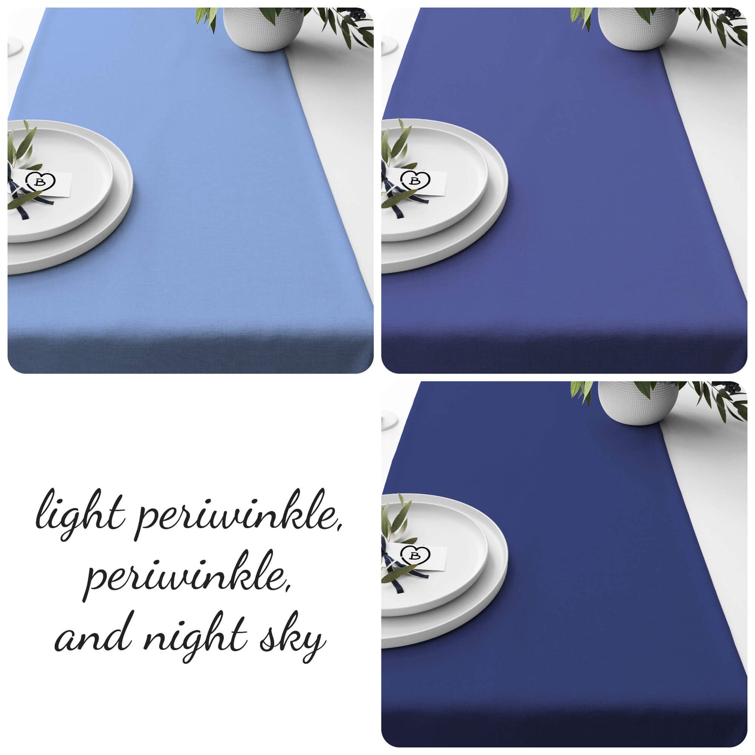Periwinkle and Night Sky Blue Table Runners and Placemats