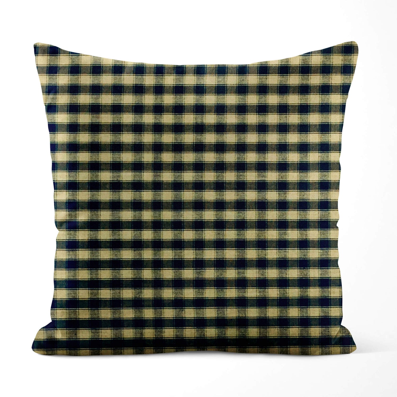 Primitive Country Pillow Covers and Euro Shams – Black & Tan Plaid
