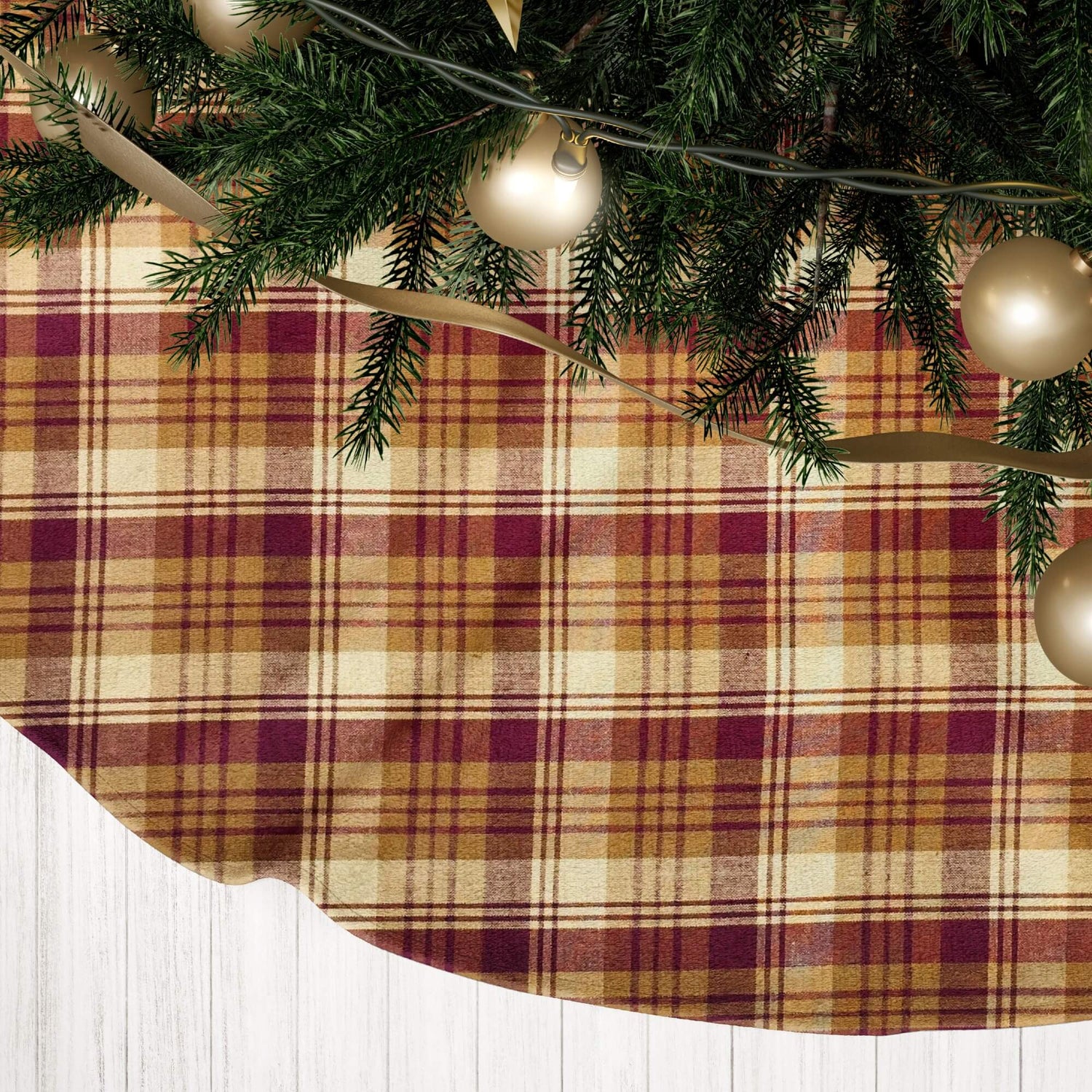 Red & Mustard Plaid Christmas Tree Skirts – Farmhouse Style
