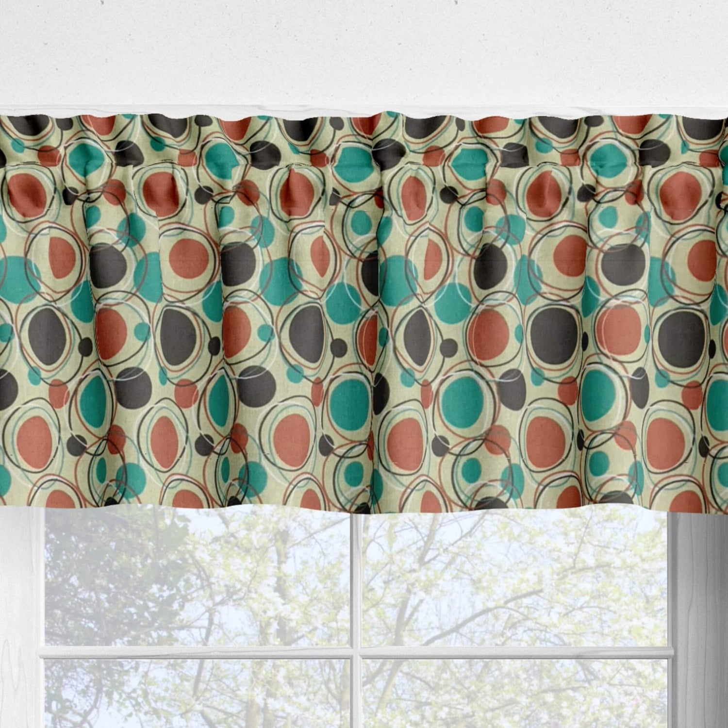 Retro Orbits Valances & Tier Curtains – Mid - Century Modern Window Décor