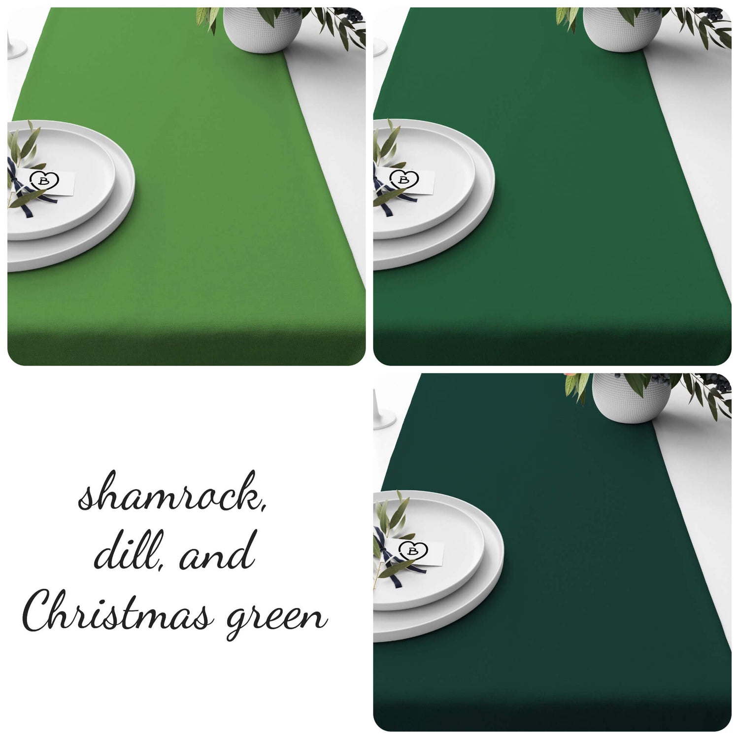 Shamrock, Dill and Christmas Green Table Runners and Placemats