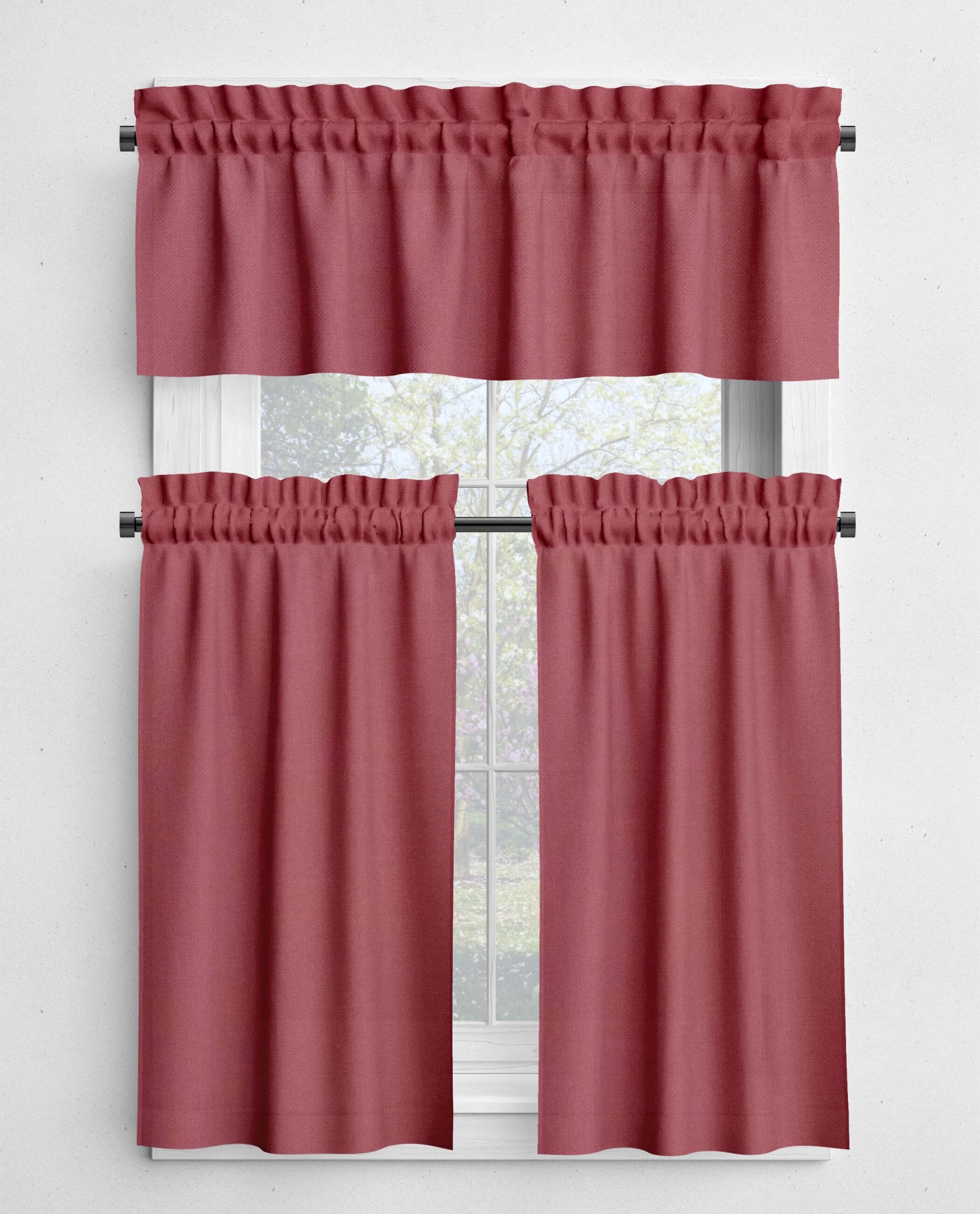 Soft Pink Cotton Valances and Cafe Curtains - Blush and Rhubarb