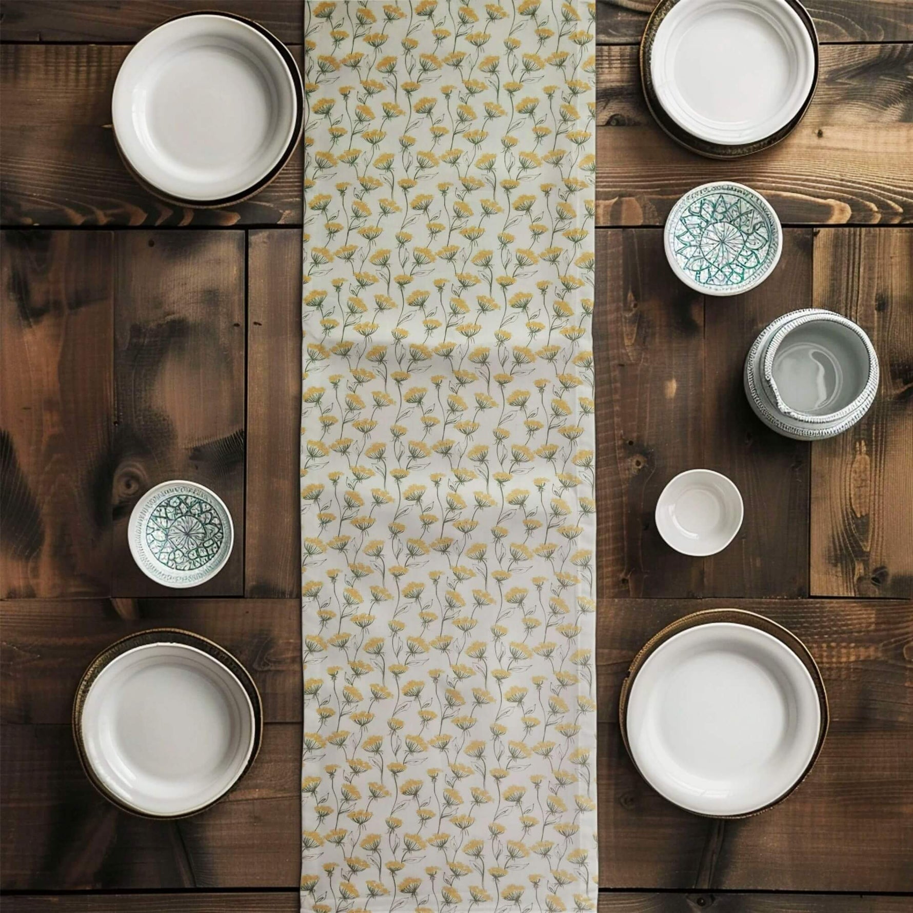 Wild Yellow Yarrow Table Runners and Placemats – Floral Elegance