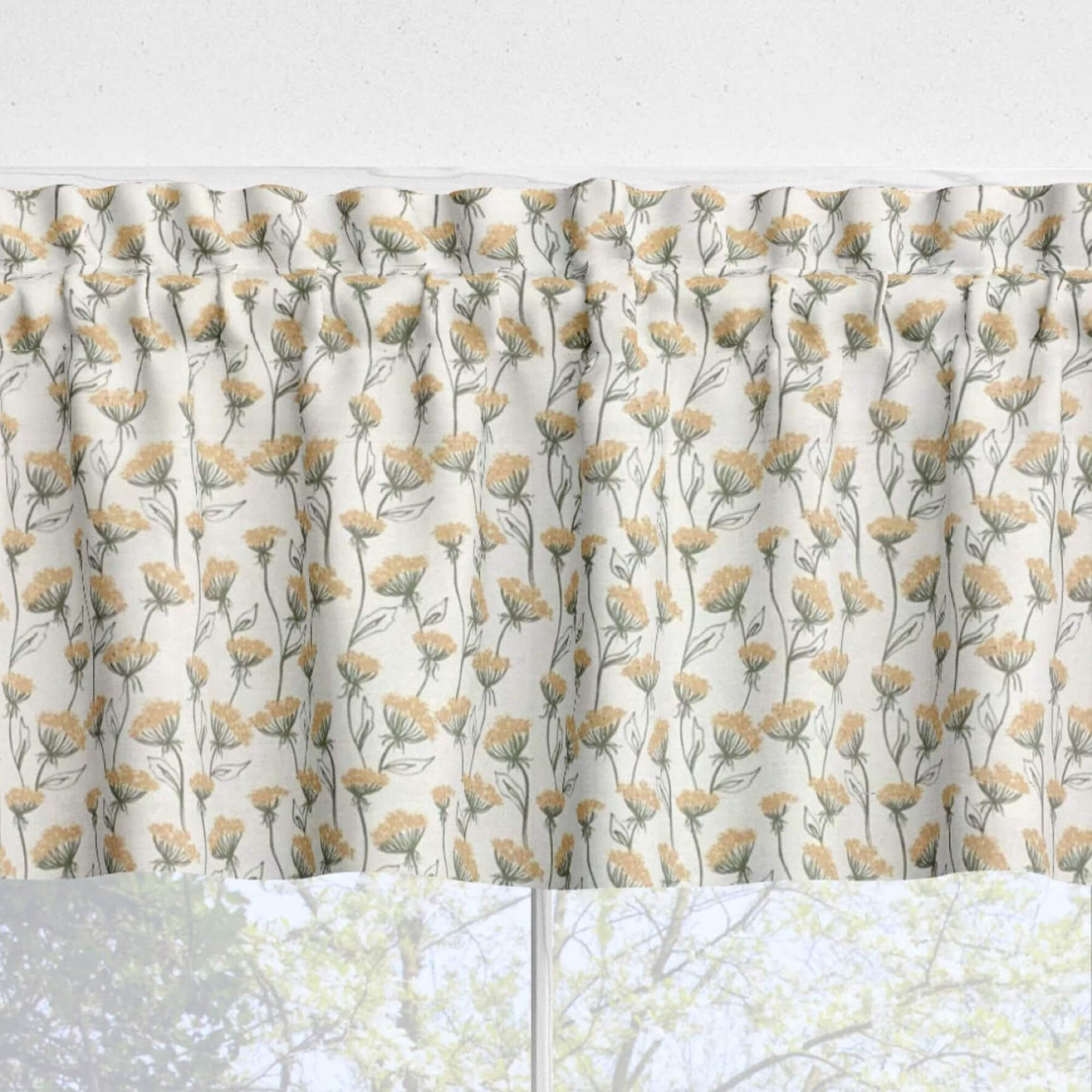 Wild Yellow Yarrow Valances and Tier Curtains – Delicate Floral