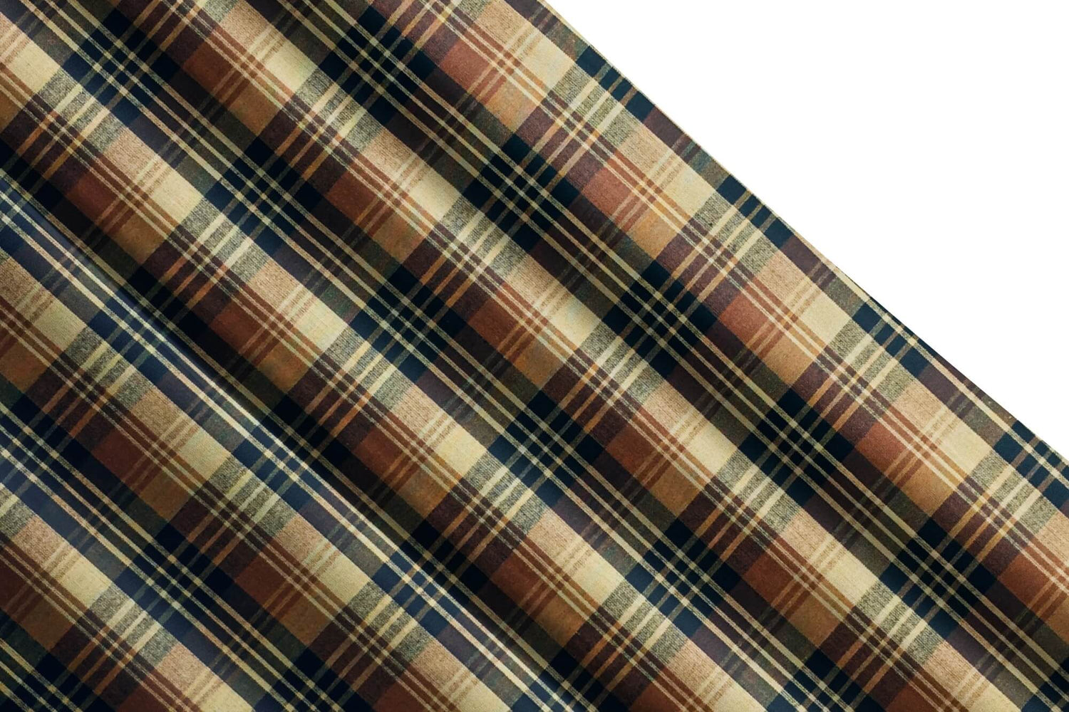 Black, Brown, and Tan Plaid Homespun Valances and Cafe Curtains