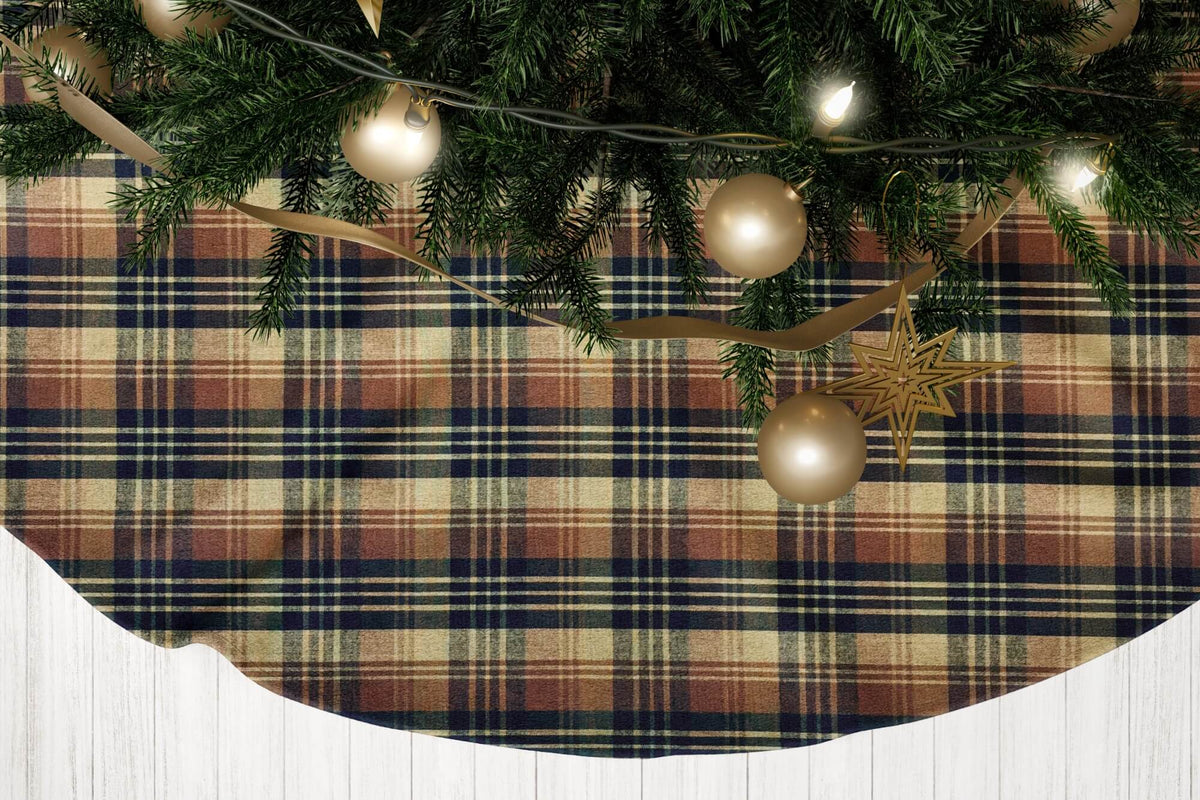 Black, Brown, and Tan Plaid Homespun Country Christmas Tree Skirts