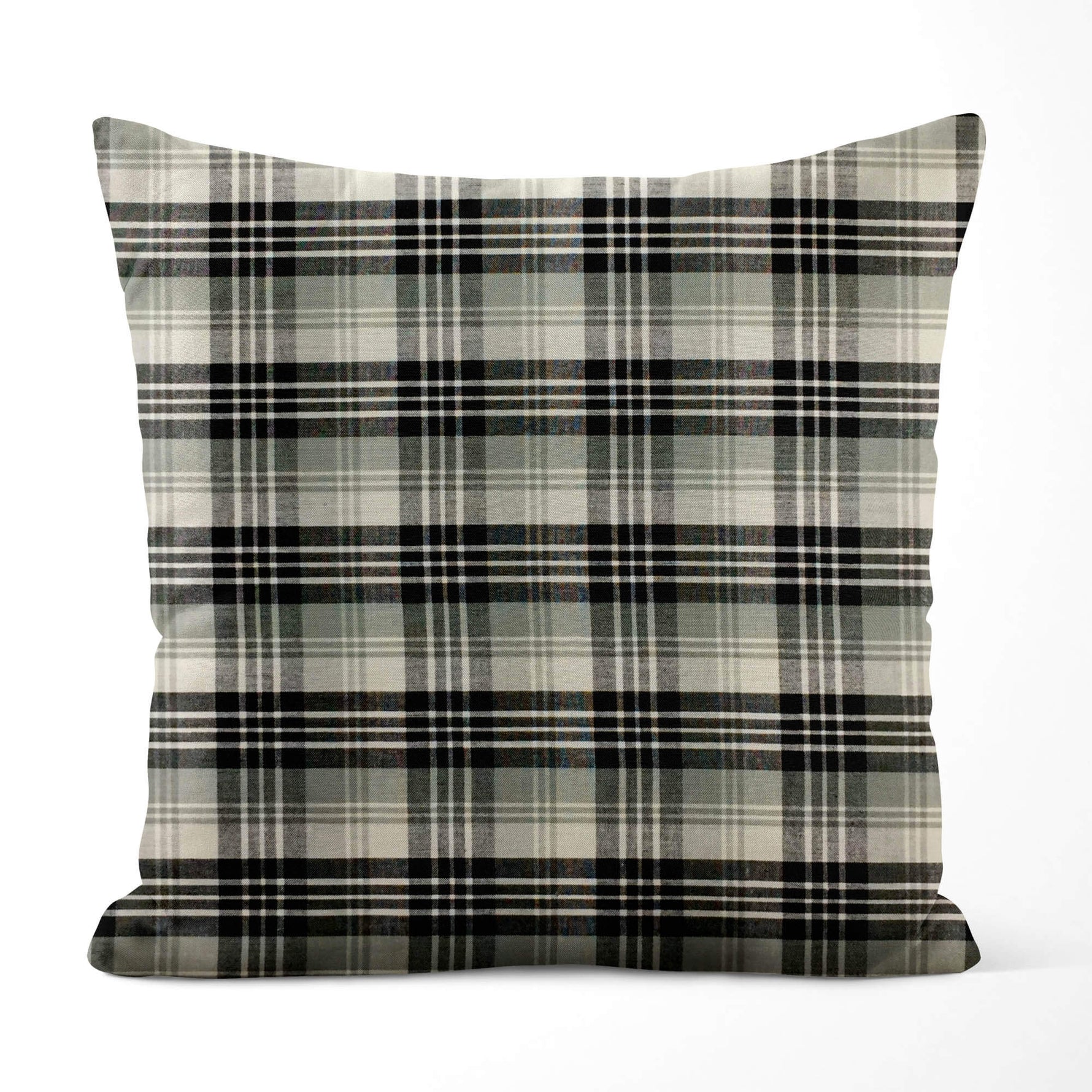 Farmhouse Plaid Pillow Covers – Gray & Black Homespun