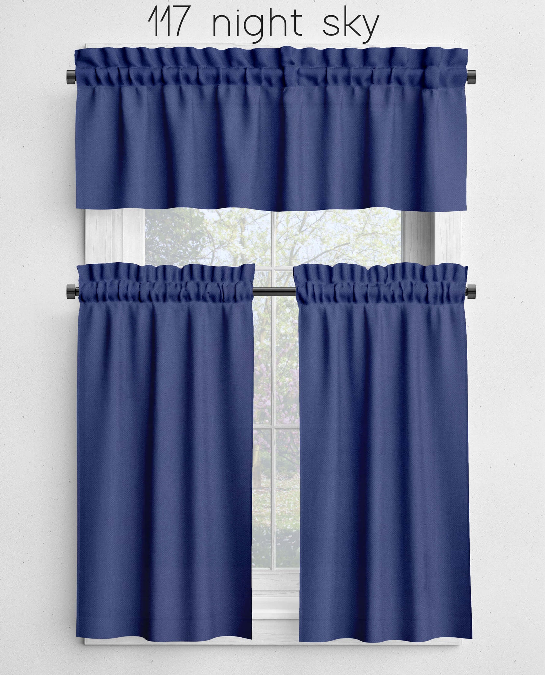 Lavender Blue, Periwinkle and Night Sky Valances and Cafe Curtains