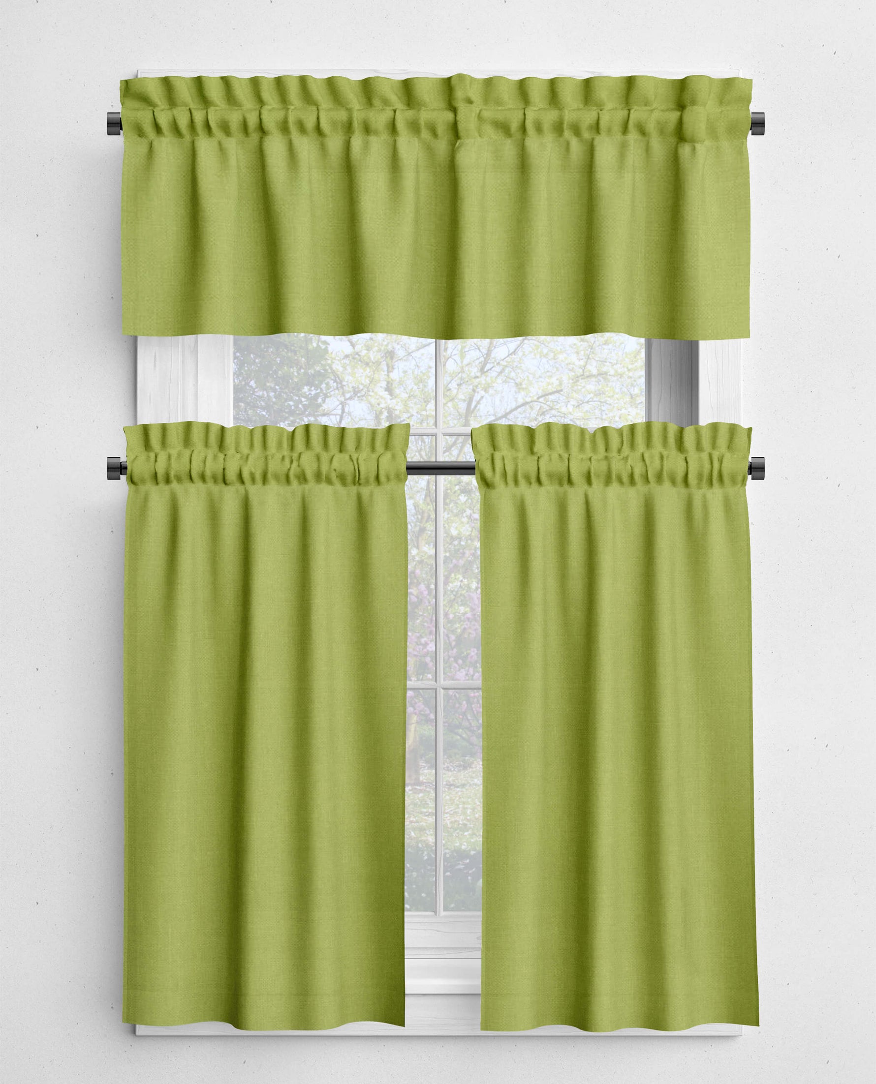 Green Cotton Cafe Curtains & Valances – Pistachio, Cactus, Pine