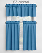 Glacier, Coastal, Lake, American Blue, and Navy Valances and Cafe Curtains