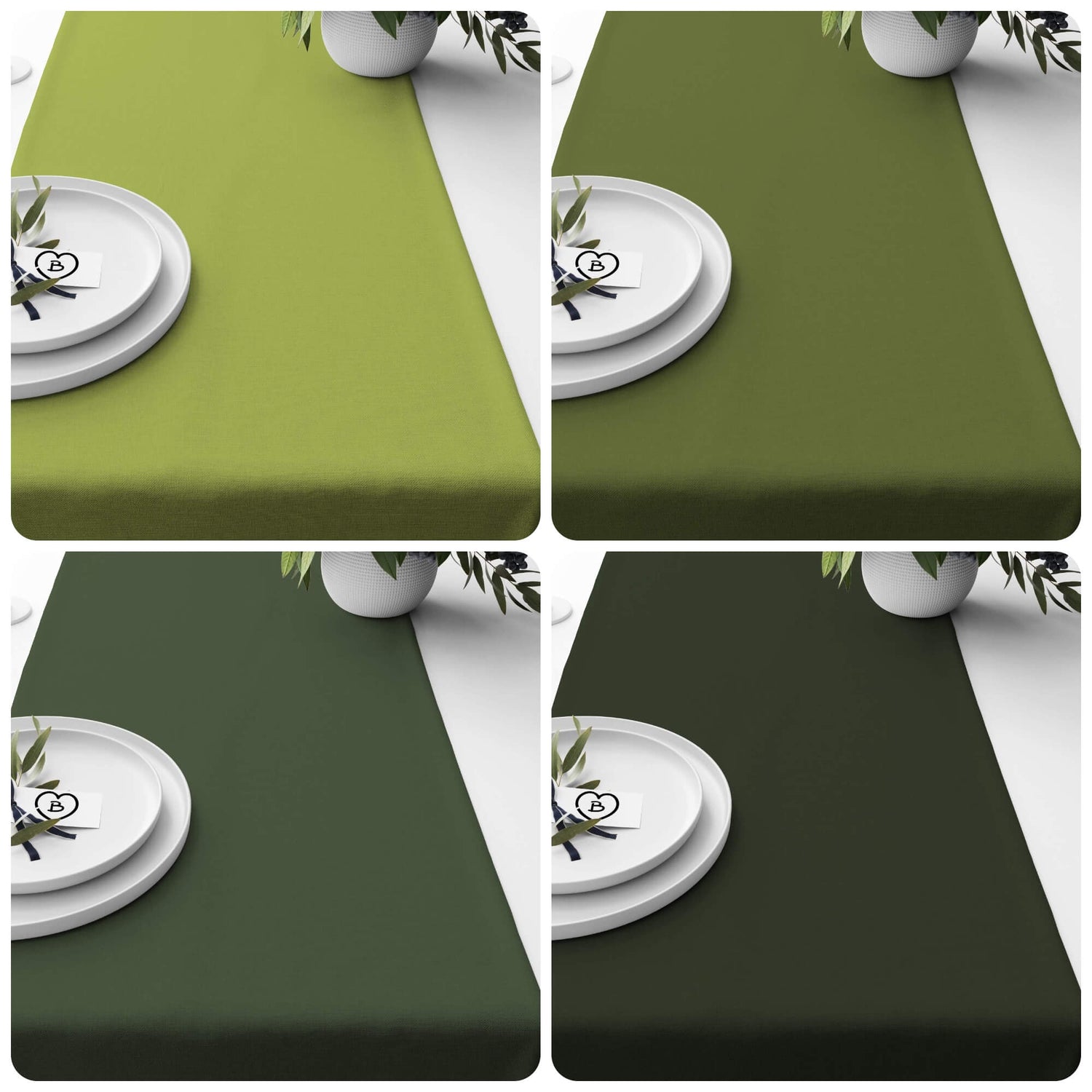 Light Pistachio, Terrain Cactus, and Pine Green Table Runners and Placemats