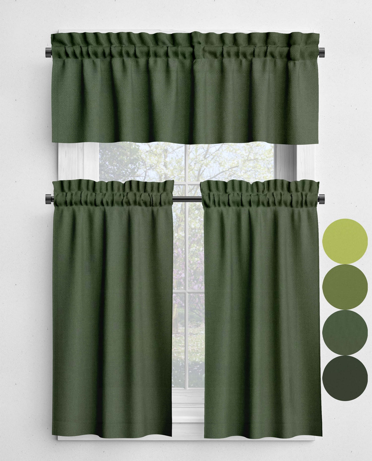 Green Cotton Cafe Curtains & Valances – Pistachio, Cactus, Pine