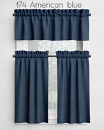 Glacier, Coastal, Lake, American Blue, and Navy Valances and Cafe Curtains