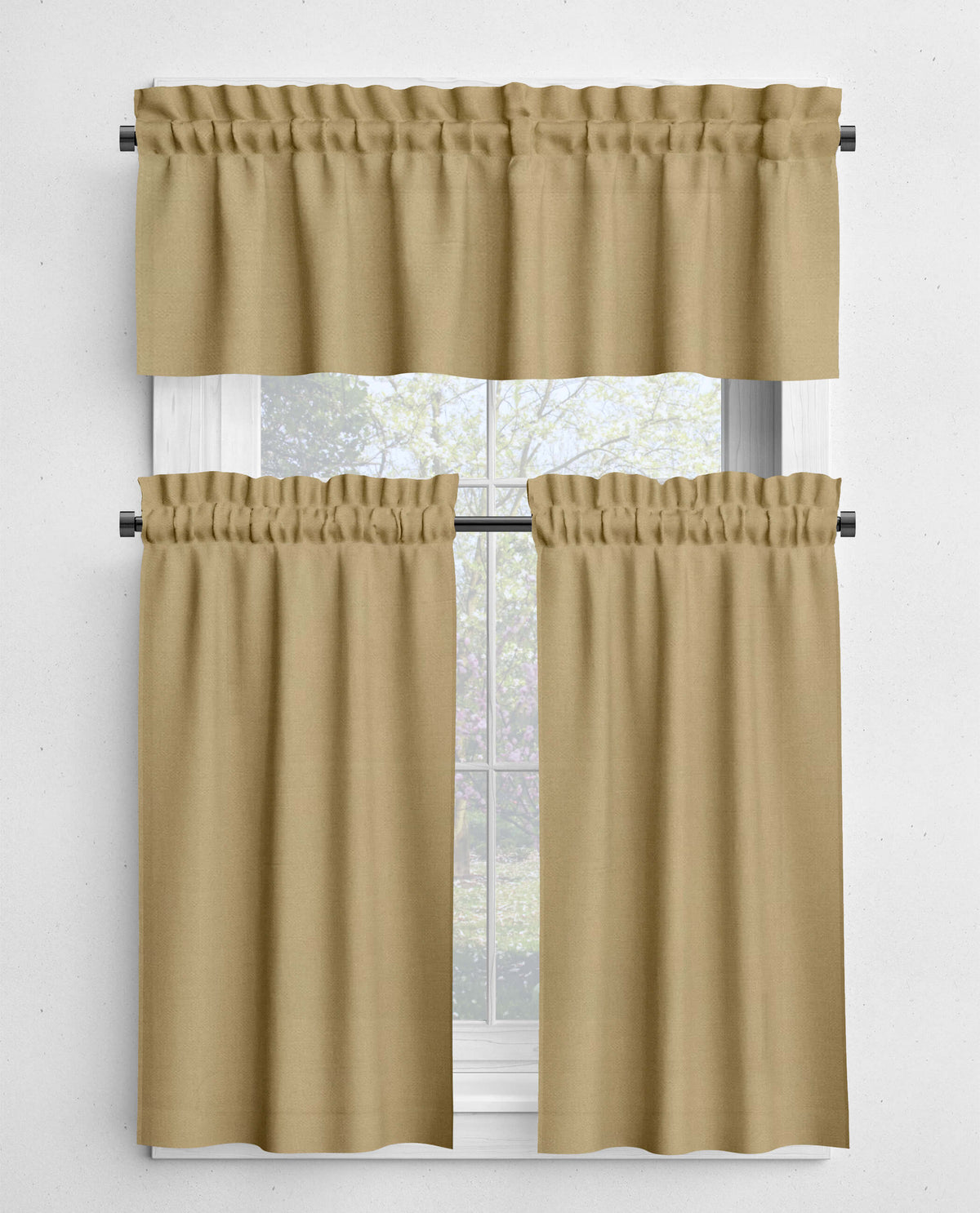 Cream and Brown Valances and Cafe Curtains - Tan, Latte, Mocha