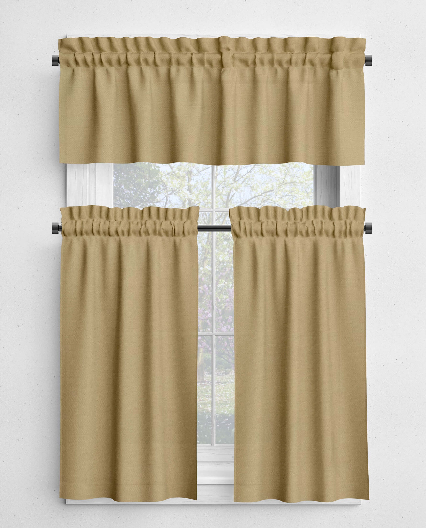 Cream and Brown Valances and Cafe Curtains - Tan, Latte, Mocha