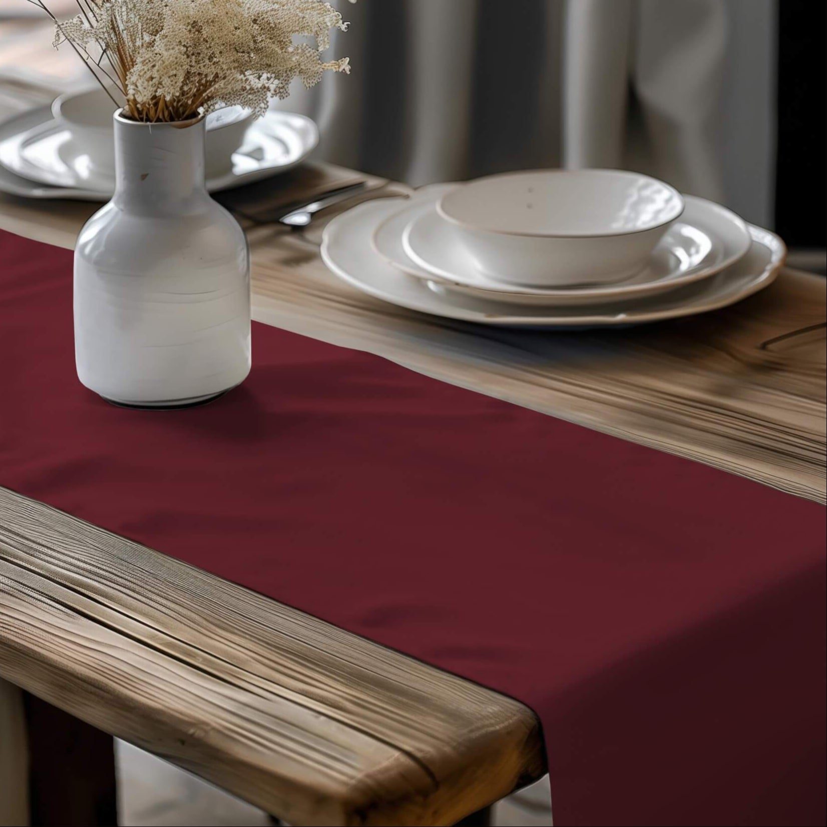 Vibrant Red, Burgundy, and Dark Merlot Table Runners and Placemats