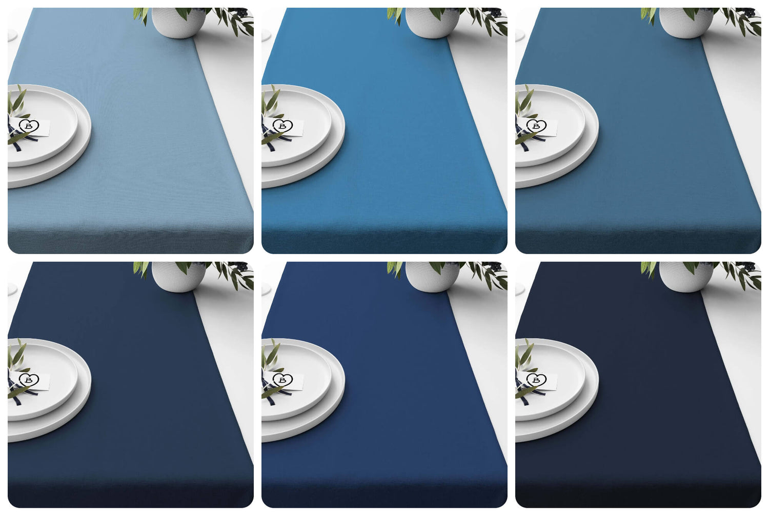 Glacier, Coastal, Lake, Admiral, and Navy Blue Table Runners and Placemats