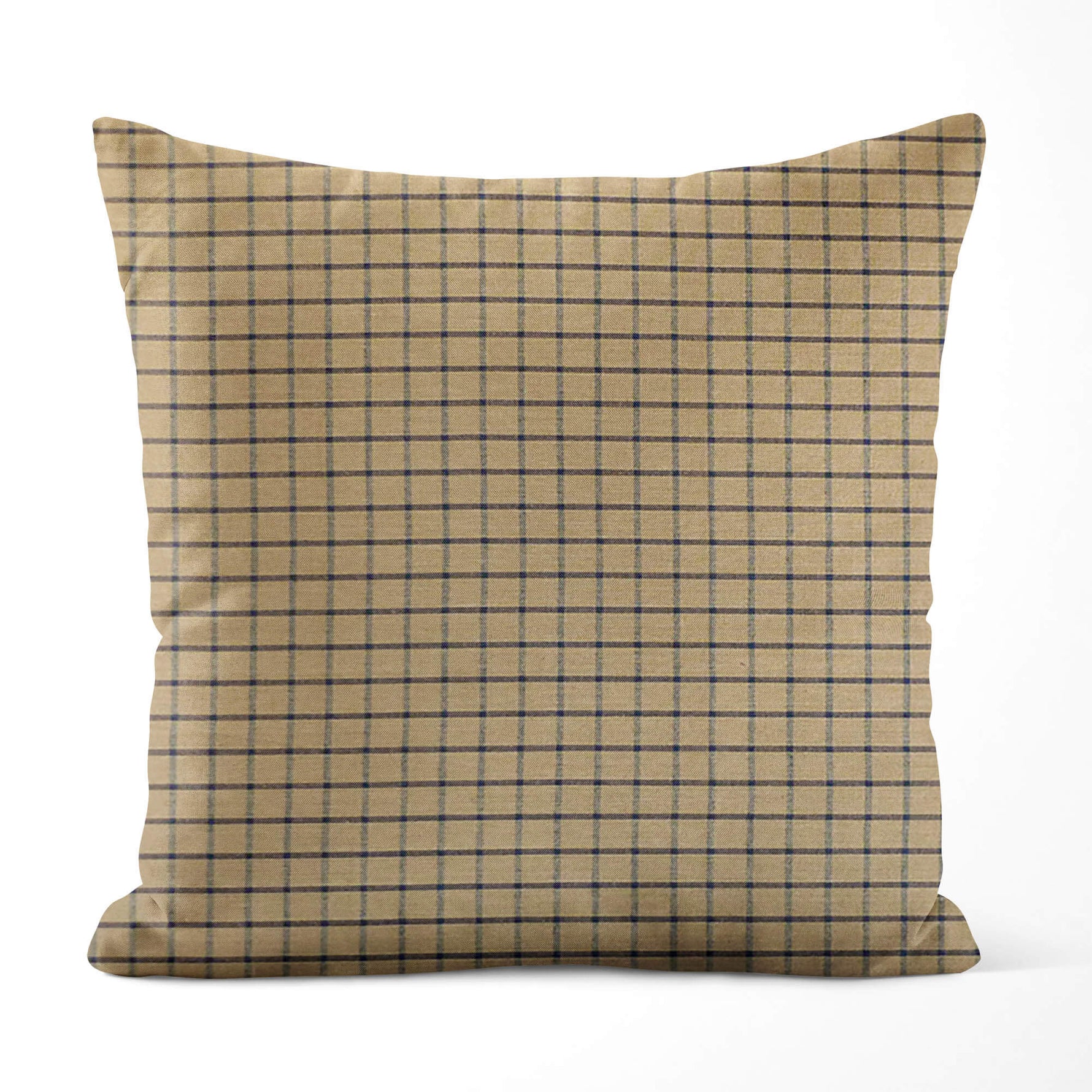 Navy & Tan Plaid Pillow Covers and Euro Shams – Farmhouse Cotton Style