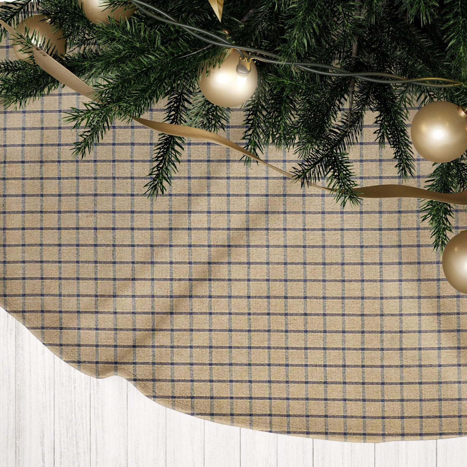 Navy & Tan Plaid Tree Skirts – Farmhouse Christmas
