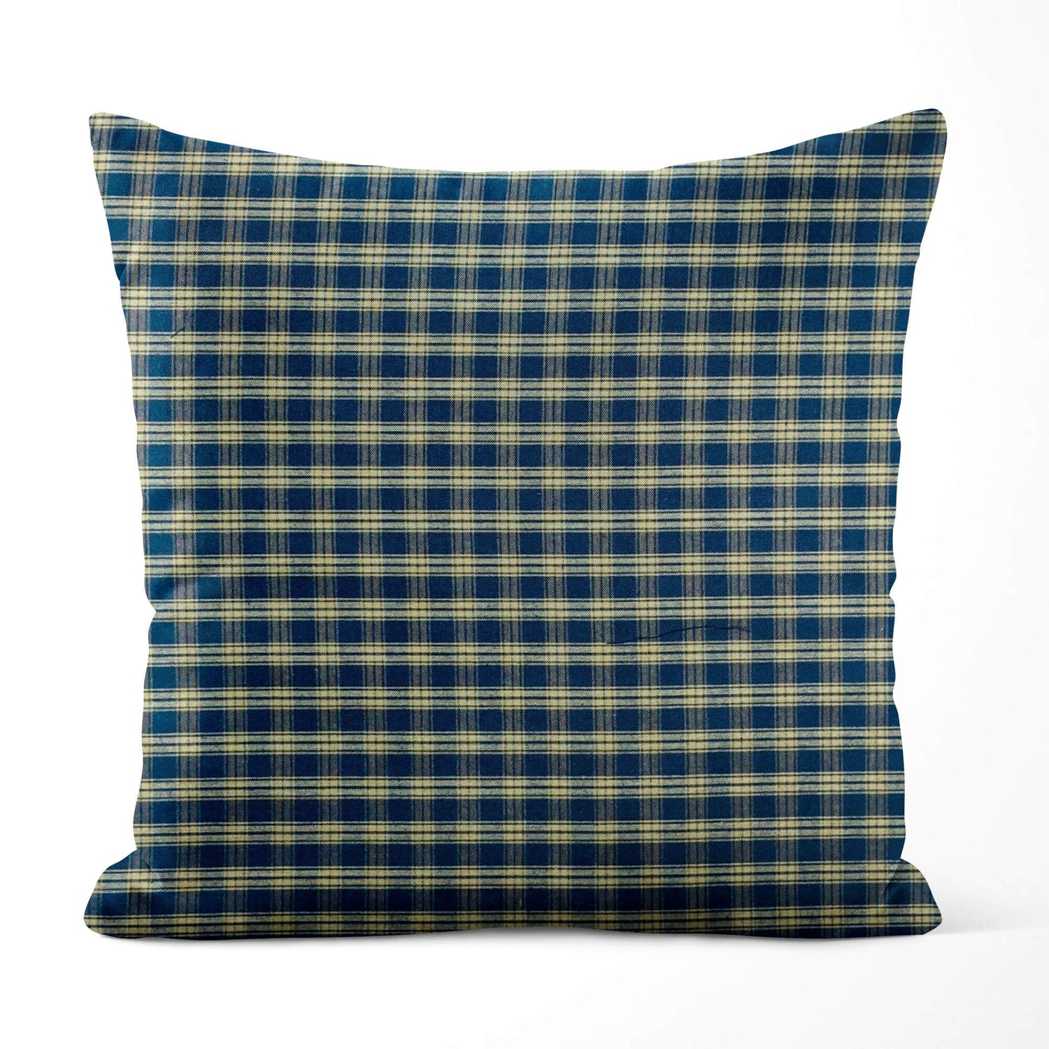 Navy & Tan Plaid Pillow Covers and Euro Shams – Farmhouse Cotton Style