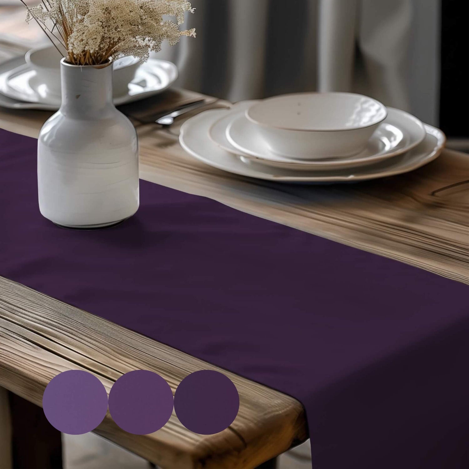 Concord, Amethyst, and Prune Dark Purple Table Runners and Placemats