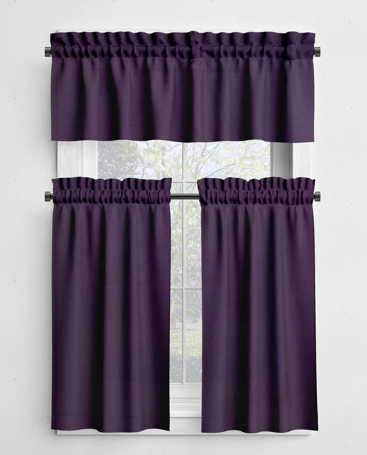 Dark Purple Valances and Cafe Curtains - Concord, Amethyst, and Prune