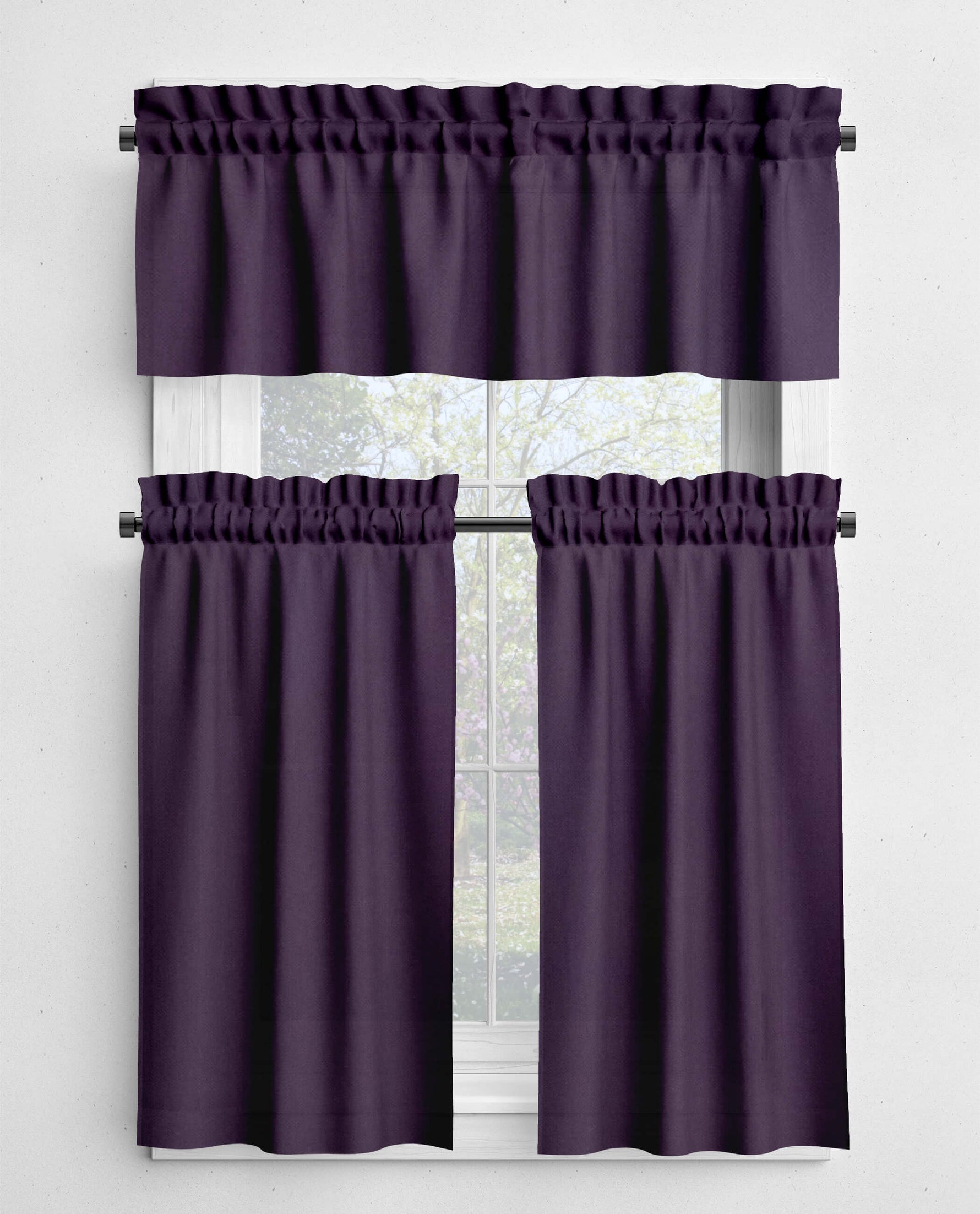Dark Purple Valances and Cafe Curtains - Concord, Amethyst, and Prune
