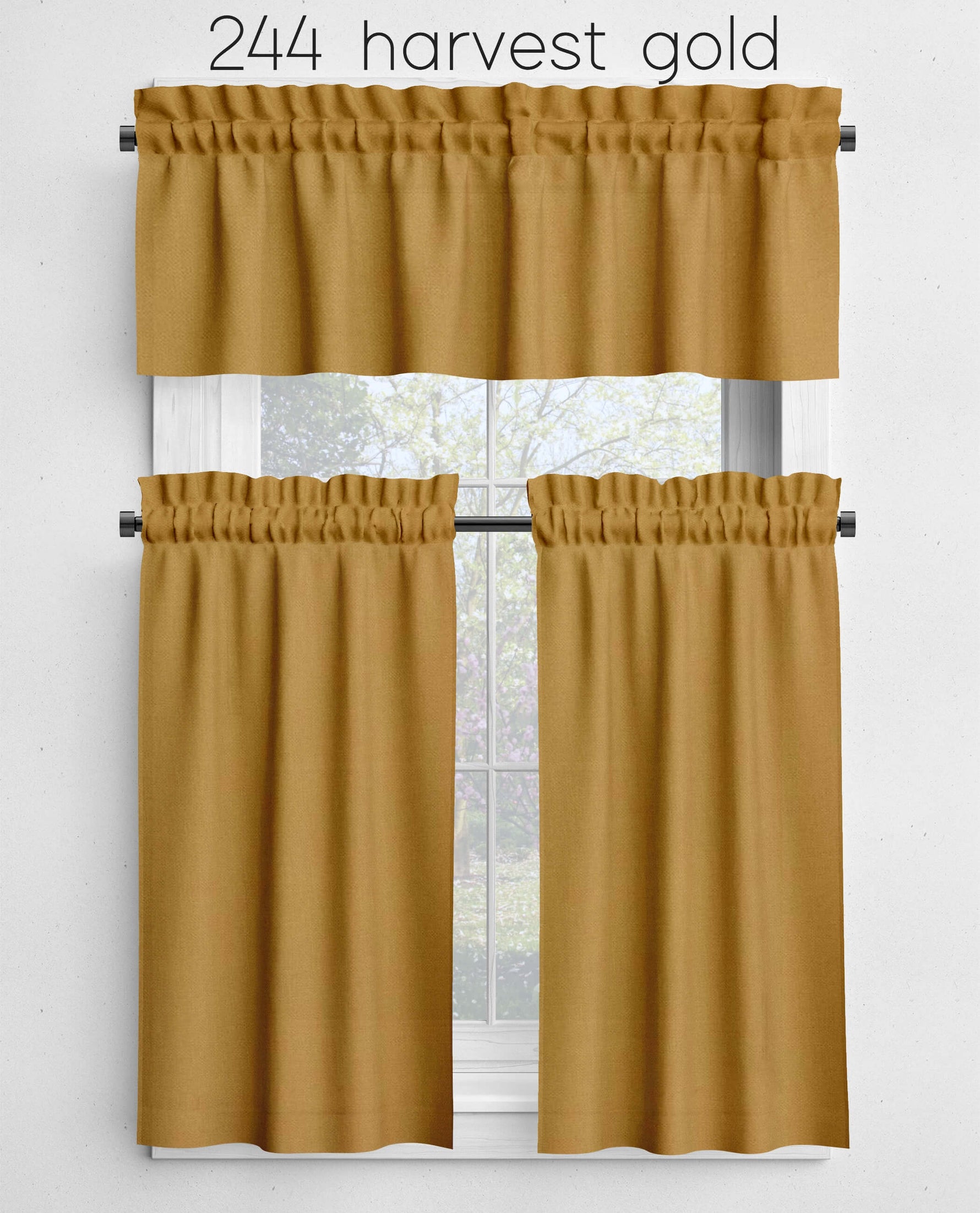 Light Yellow, Sunflower, Mustard, Harvest Gold Valances and Cafe Curtains