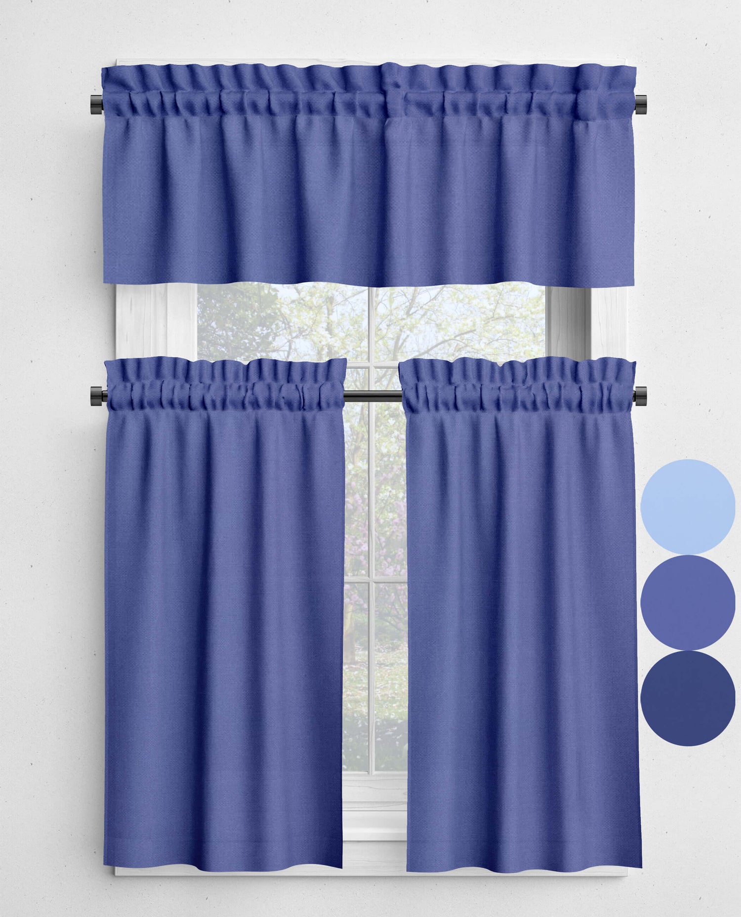 Periwinkle and Night Sky Valances and Cafe Curtains